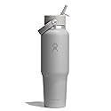 Hydro Flask Travel Water Bottle - Insulated Stainless Steel - Wide Straw Lid, Non Spill, Leakproof in 40 Oz Birch Gray