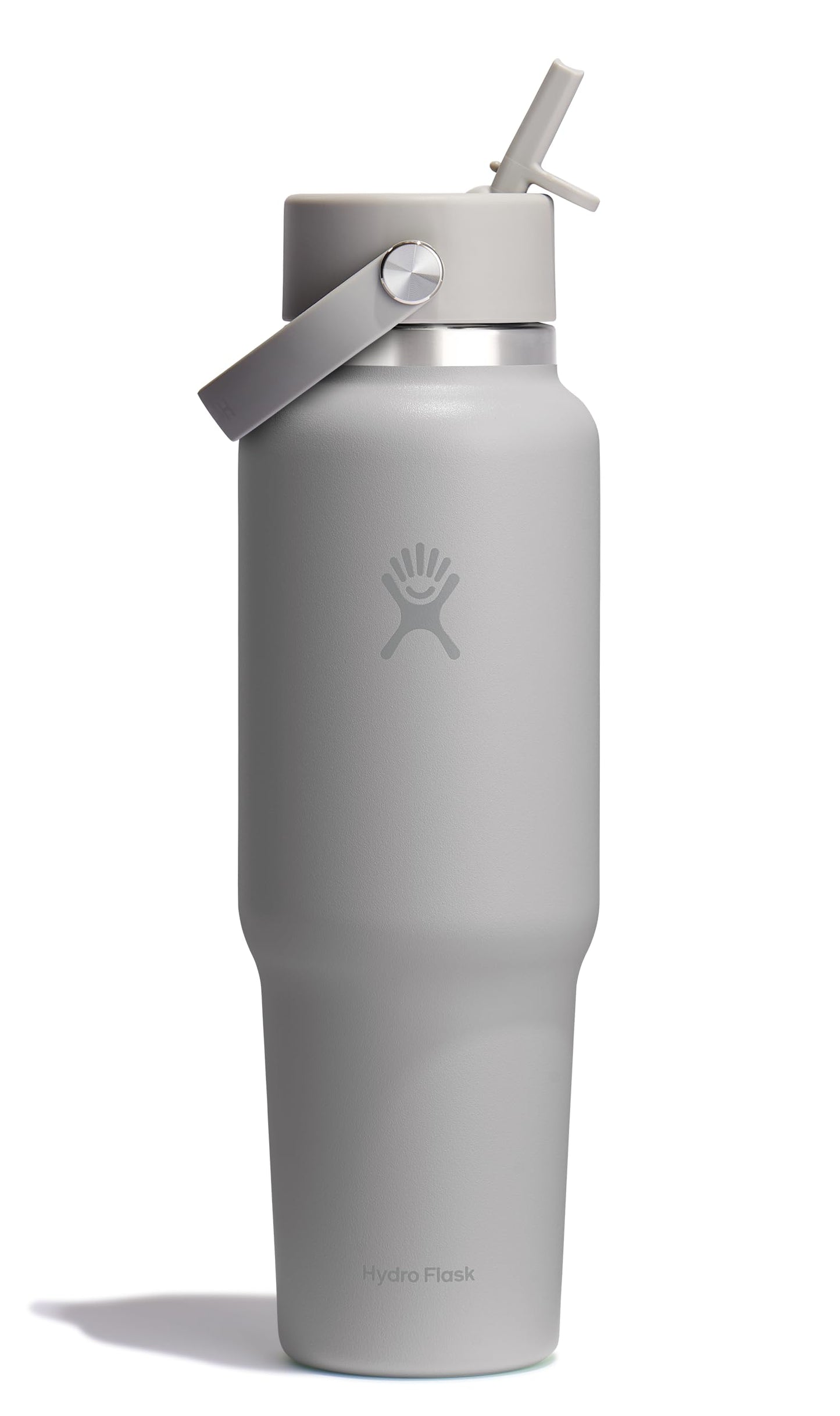 Hydro Flask Travel Water Bottle - Insulated Stainless Steel - Wide Straw Lid, Non Spill, Leakproof in 40 Oz Birch Gray