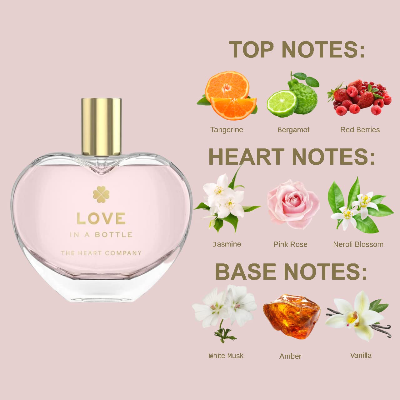 THE HEART COMPANY LOVE in a bottle | Floral & Sweet Perfume for Women | Vegan & Eco-friendly Women's Eau de Parfum | Romantic Fragrance for Her - 75ml