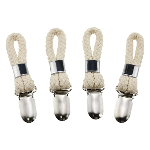 Wantane-Cotton Loop Towel Clip Braided Cotton Loop Towel Metal Clip Towel Clips Braided Suitable for Home, Bathroom, Kitchen, etc-4PCS