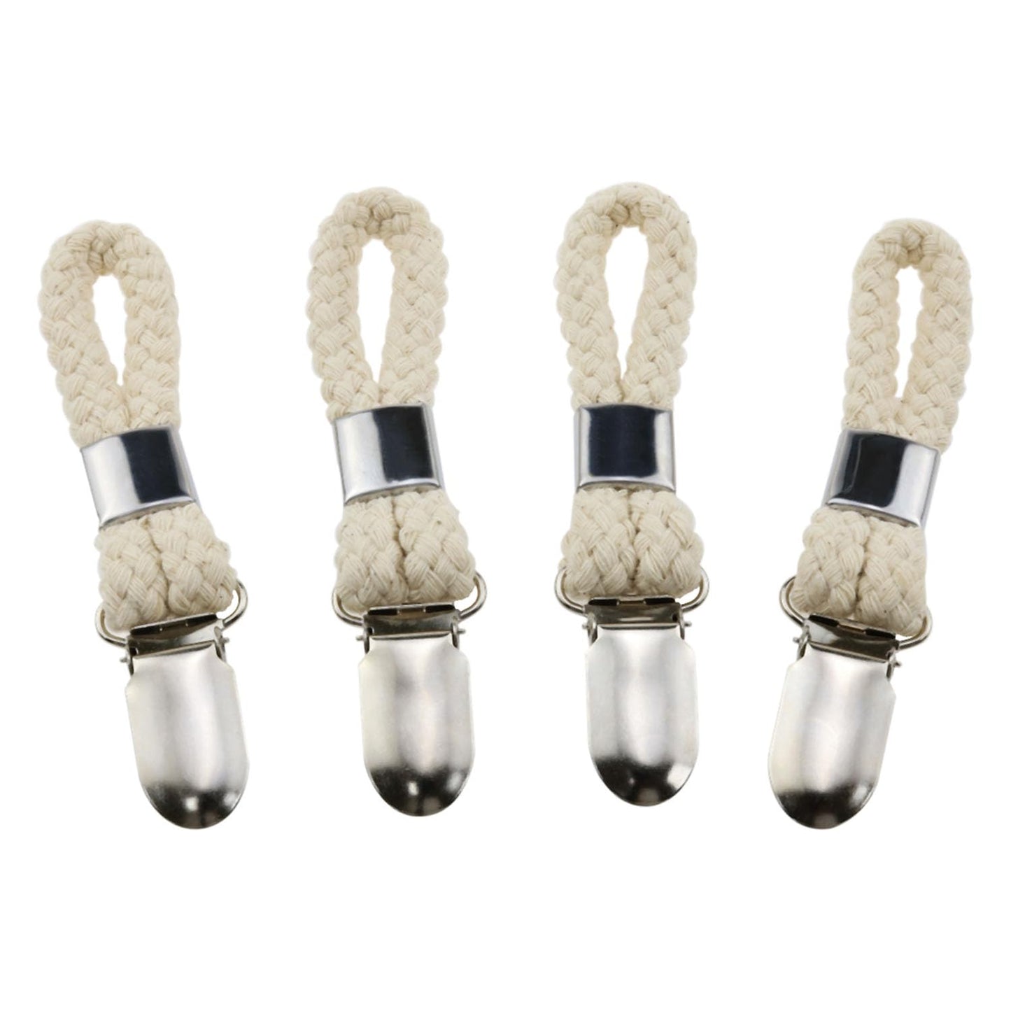 Wantane-Cotton Loop Towel Clip Braided Cotton Loop Towel Metal Clip Towel Clips Braided Suitable for Home, Bathroom, Kitchen, etc-4PCS
