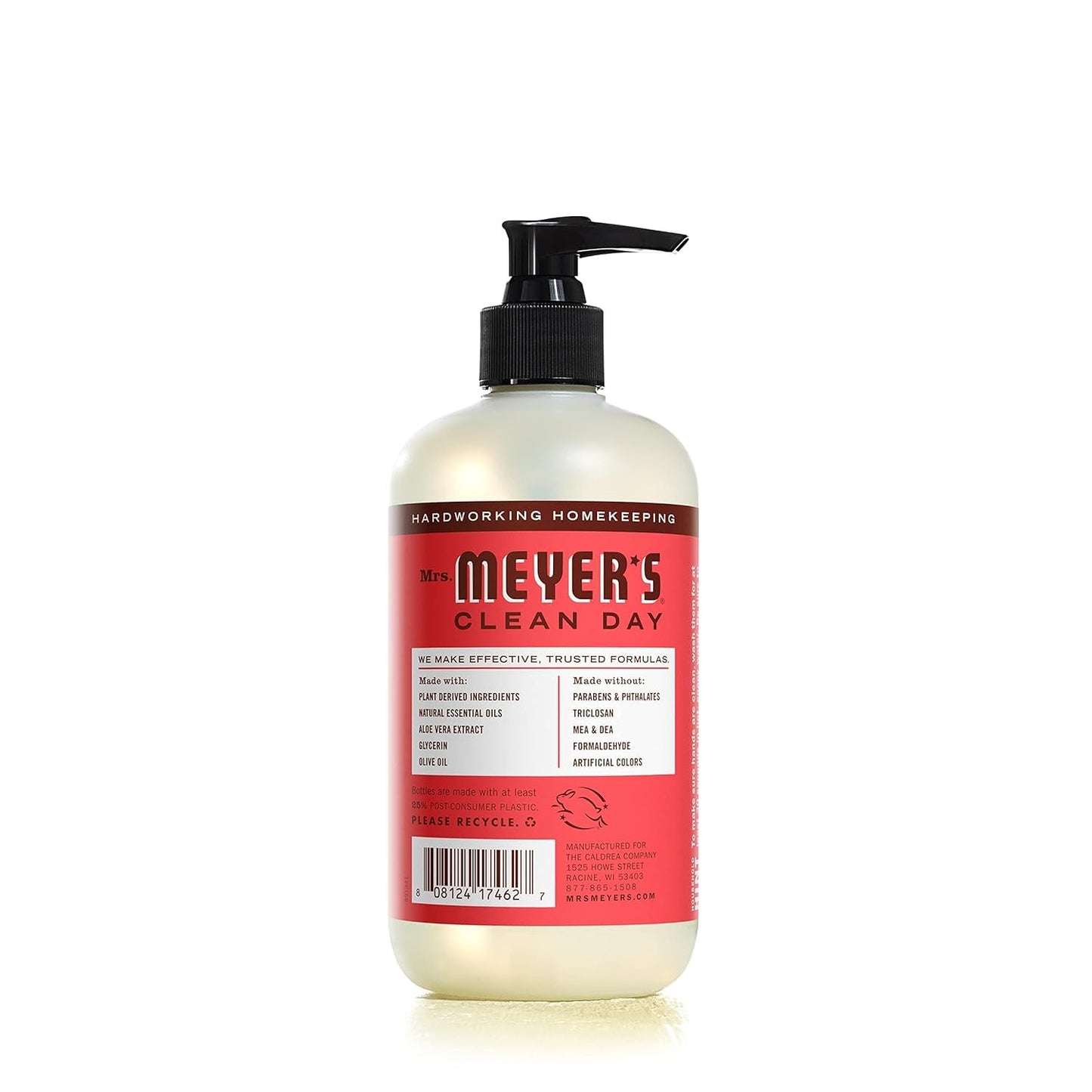 Mrs. Meyers Clean Day Liquid Hand Soap Hard 12.5 Oz Rhubarb Scent Pump Dispenser