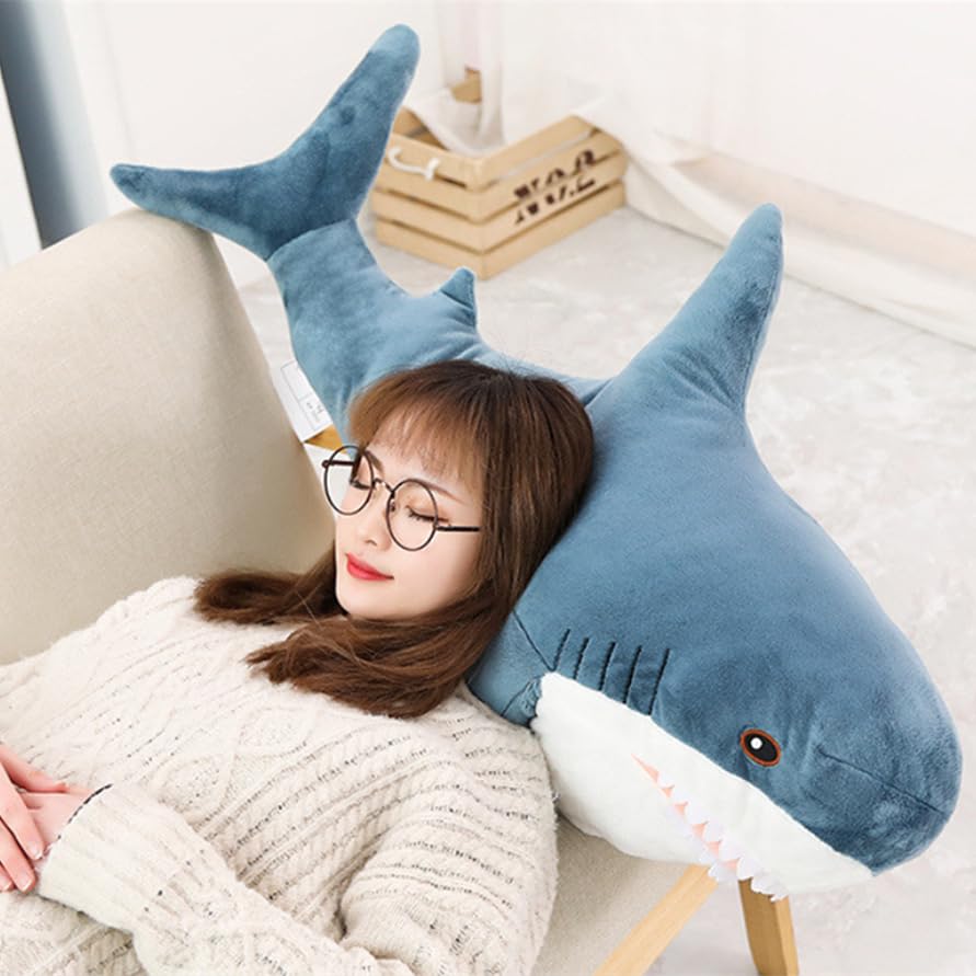 XIYUAN 39.3-Inch SharkPlush Toy Giant SharkStuffed Animal Soft SharkPillow Cushion Shark Plush Pillow Chubby Stuffed Shark Toy Bedtime Gift Throw…