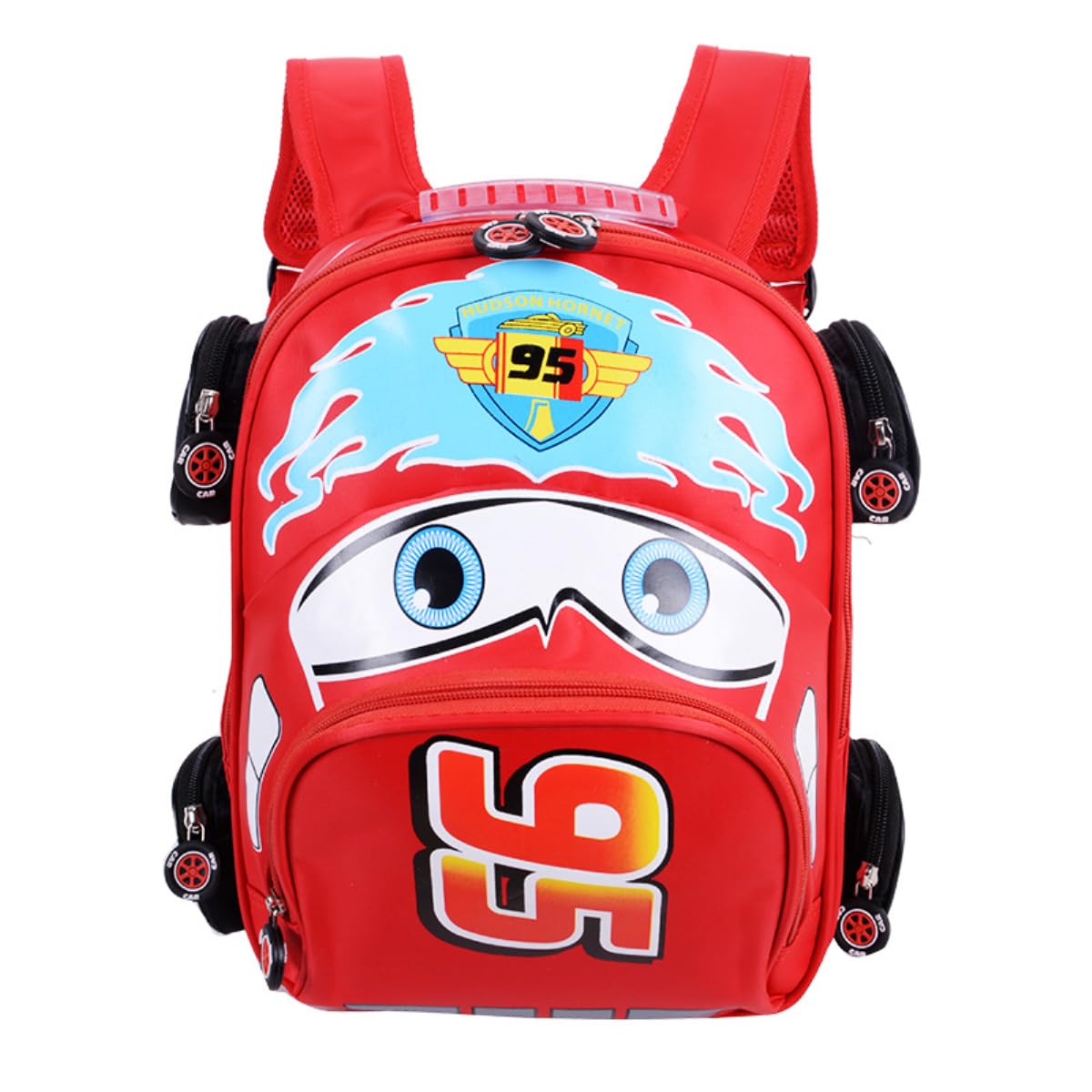 QWZY Toddler Boys Girls Backpack Waterproof Cartoon Truck Car Kindergarten Child Snack School Bag (Red)