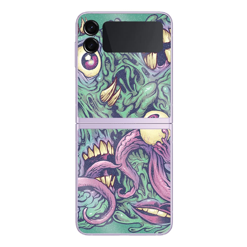 MightySkins Glossy Glitter Skin Compatible with Samsung Galaxy Z Flip 3 - Eyes and Teeth | Protective, Durable High-Gloss Glitter Finish | Easy to