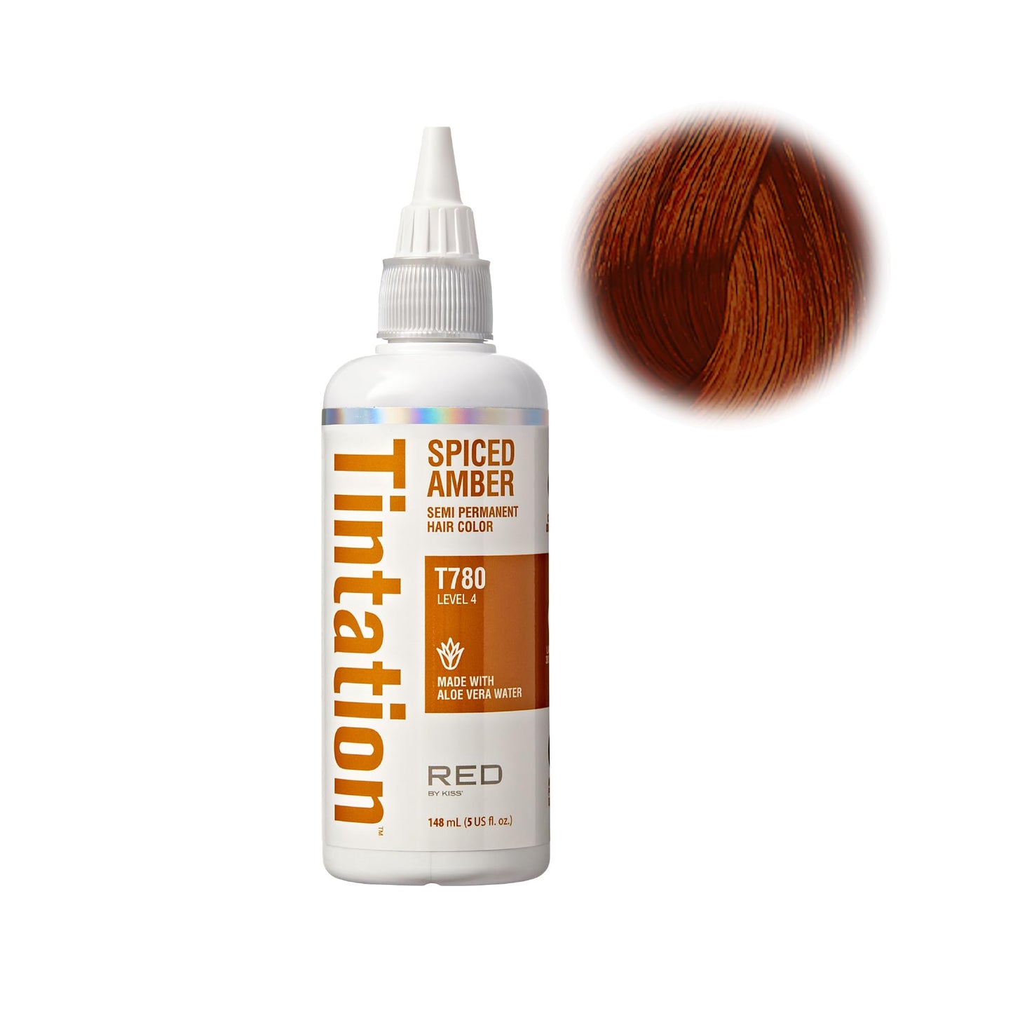 Red by Kiss Tintation Semi-Permanent Hair Color, Aloe Vera Water Based, Argan Oil, Olive Oil, Collagen & Keratin, Long-Lasting Color Dye (Spiced