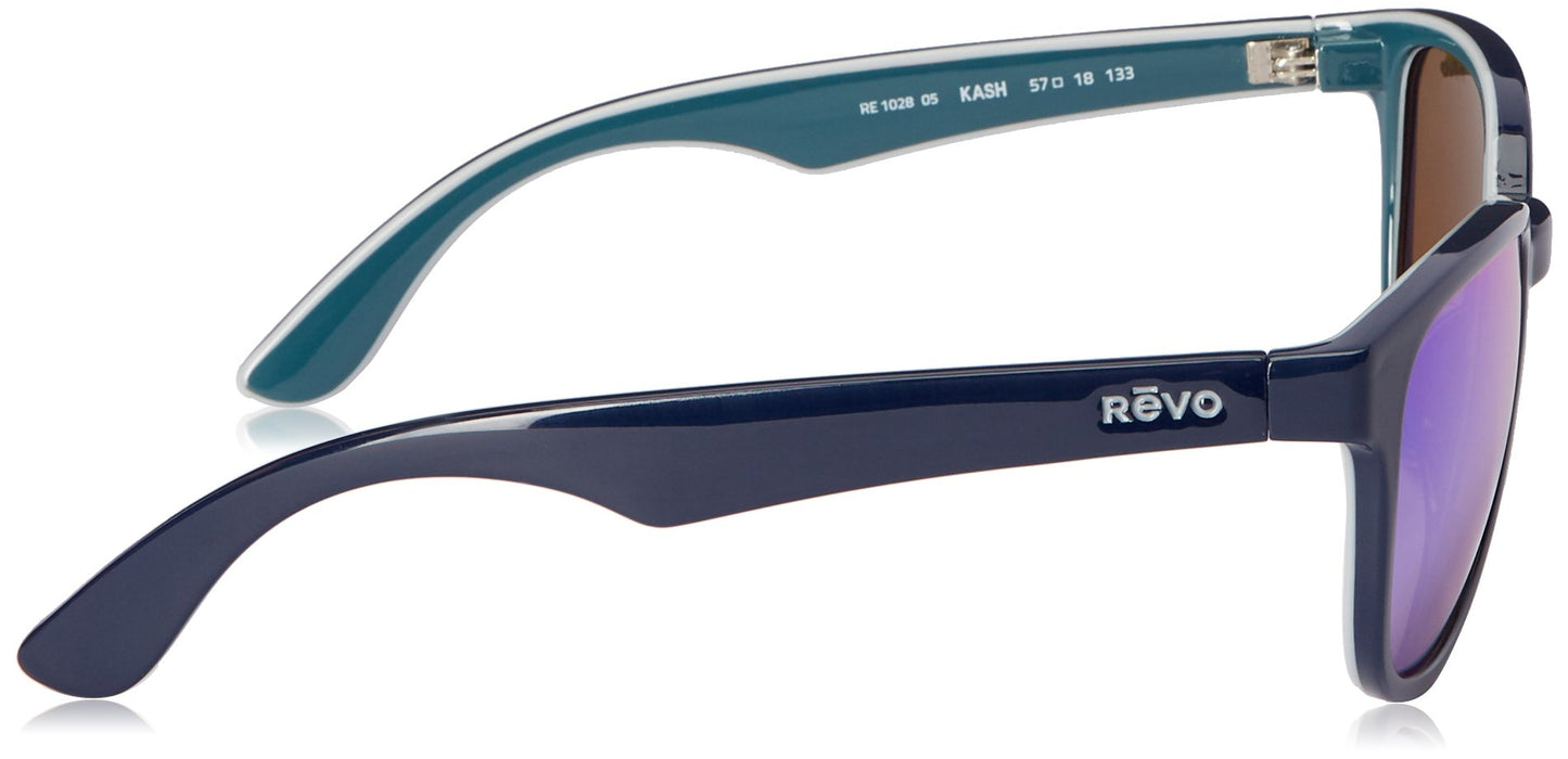 Revo Kash RE 1028 05 GN Polarized Square Sunglasses, Navy/Grey/Atlantic Green Water, 57 mm