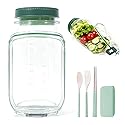 Syekcl 2 Pack Salad Containers with Dressing Cup, Leakproof Salad Jars with Side Hatch, Portable Food Storage Jars with Lid for Meal Prep, Lunch…