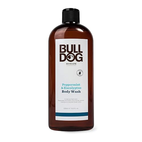 Bulldog Mens Skincare and Grooming Body Wash, Peppermint and Eucalyptus, 16.9 Fl Oz