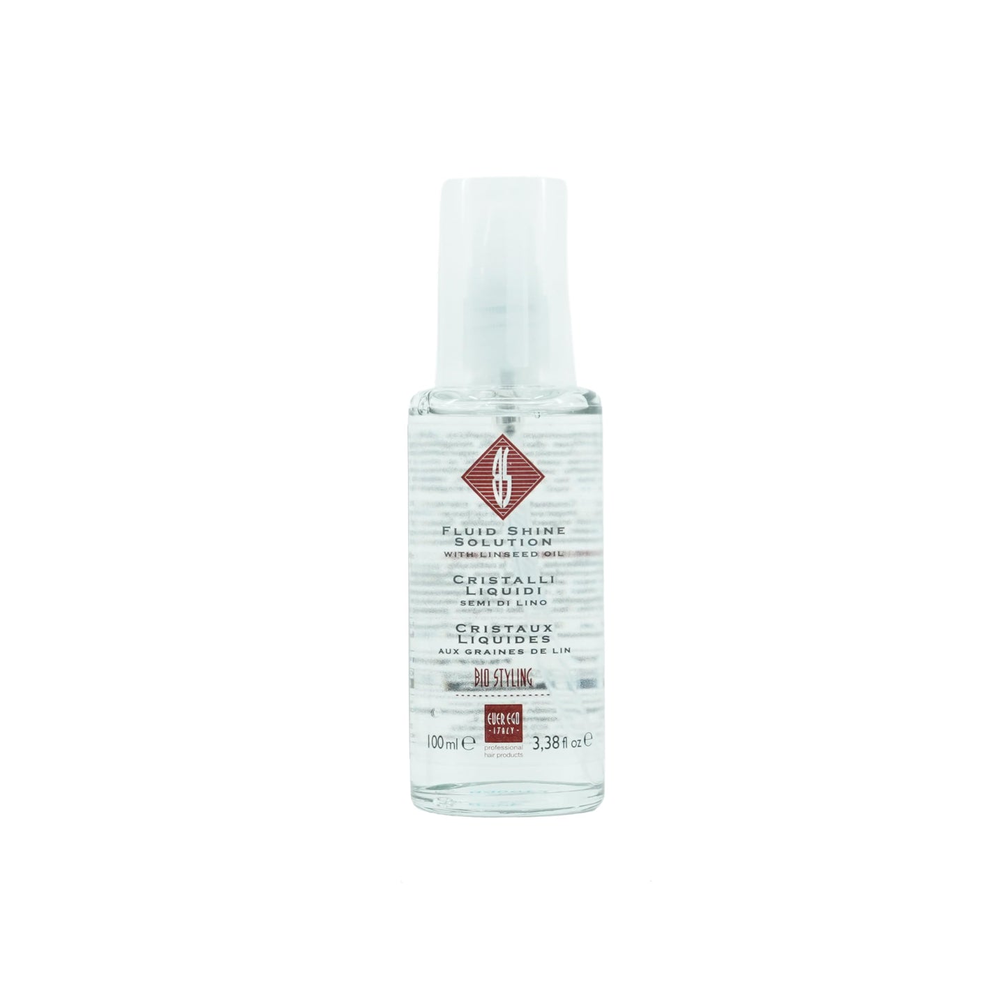 Ever Ego Italy | BioStyling | Liquid Crystals with Linseed OIl | For Chemically Treated or Permed Hair | 3.38fl oz / 100ml Bottle