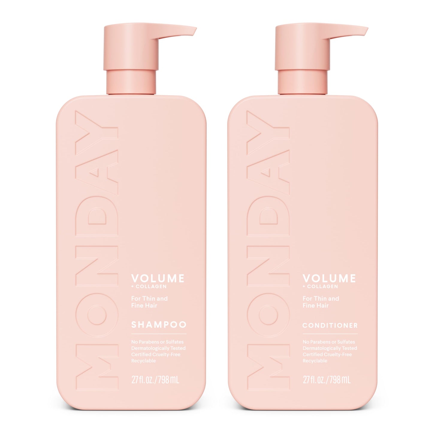 MONDAY HAIRCARE Volume Shampoo + Conditioner Set (2 Count) 27 oz. For Thin, Fine, and Oily Hair Made with Coconut Oil, Ginger Extract, and Vitamin E