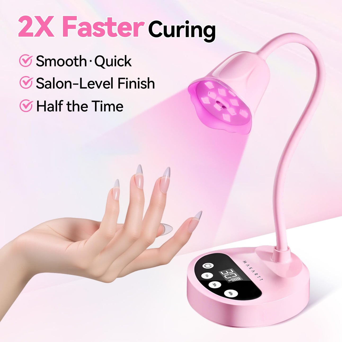 Makartt UV Nail Lamp - Gooseneck LED Nail Light with Auto Sensor & 4 Timers, Rechargeable USB Cordless Flash Cure Lamp Nail Dryer Fast Curing Gel Beauty and Personal Care Makartt