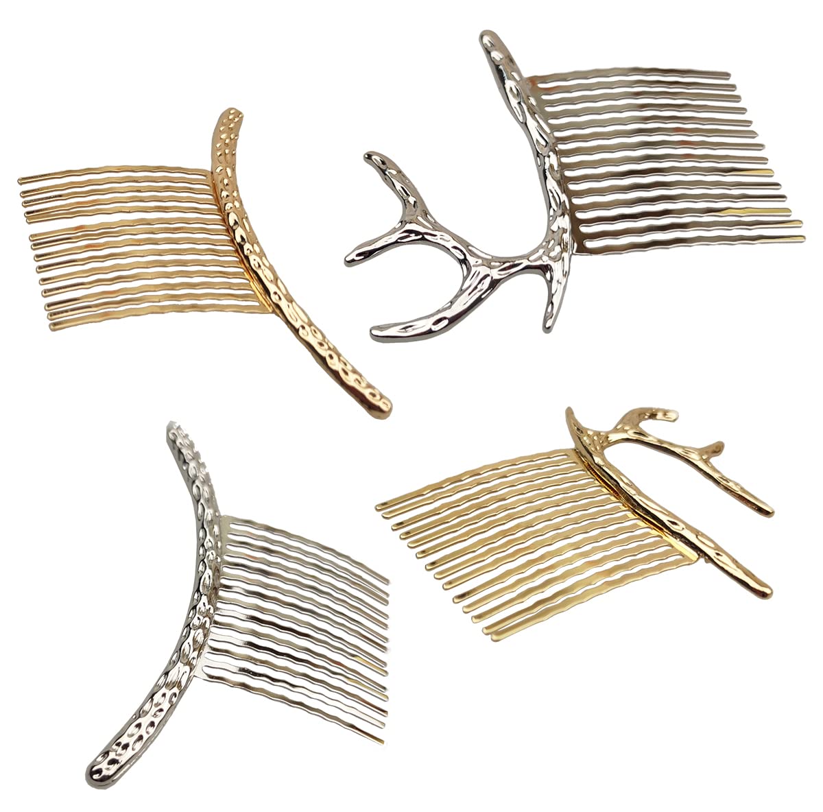 GRY 4PCS Alloy Hair Side Combs Metal Hair Clips with Teeth Hair Clips Combs French Twist Hair Accessories for Women and Girls