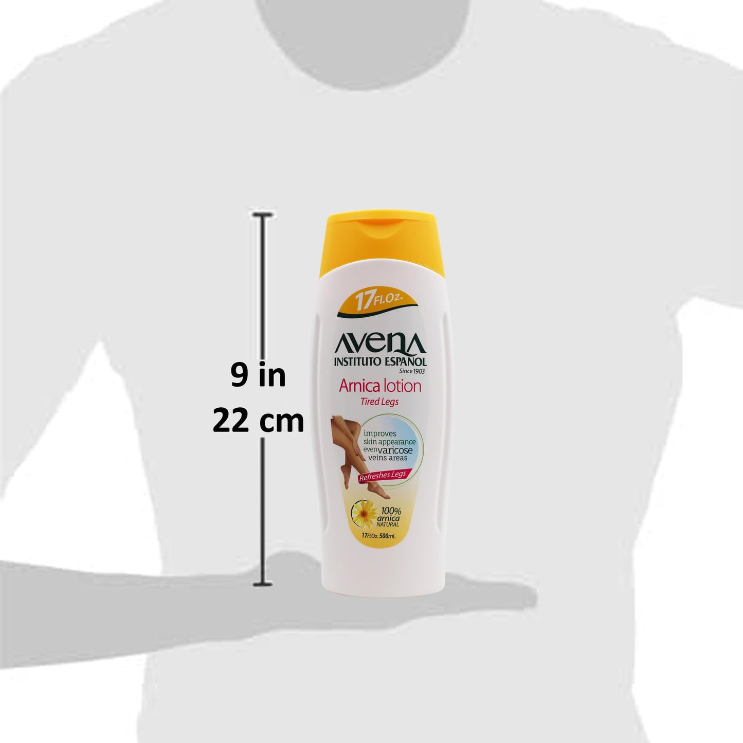 Avena Instituto Espanol Arnica Lotion Tired Legs, Improves Skin Appearance, Even Varicose Veins Areas, Refreshes Legs, 2-Pack of 17 FL Oz each, 2