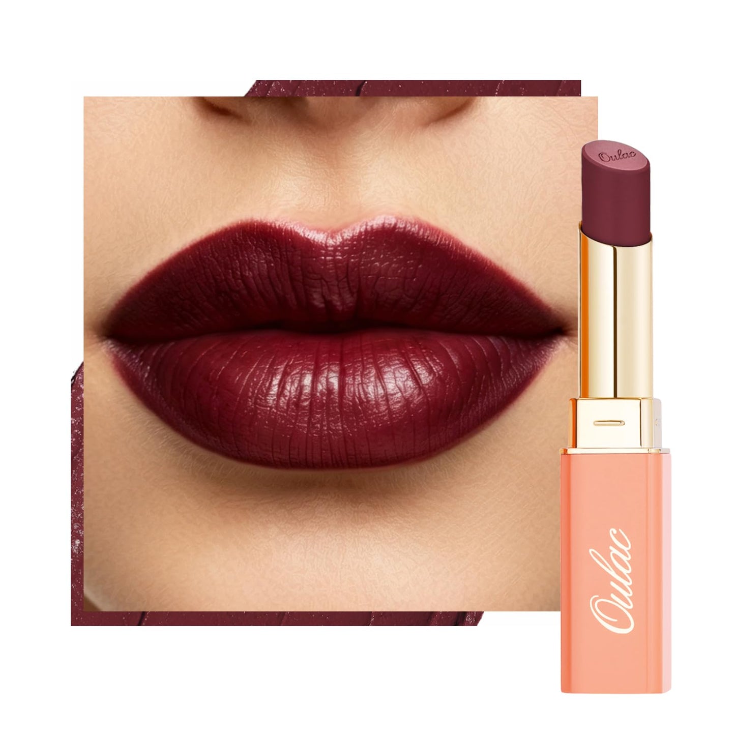 Oulac Color Rich Satin Lipstick - Burgundy Red Full Coverage Lip Color, Creamy Silky-Smooth, Moisturizing, Satin Matte Finish, Infused With Shea Beauty and Personal Care Oulac Default Title