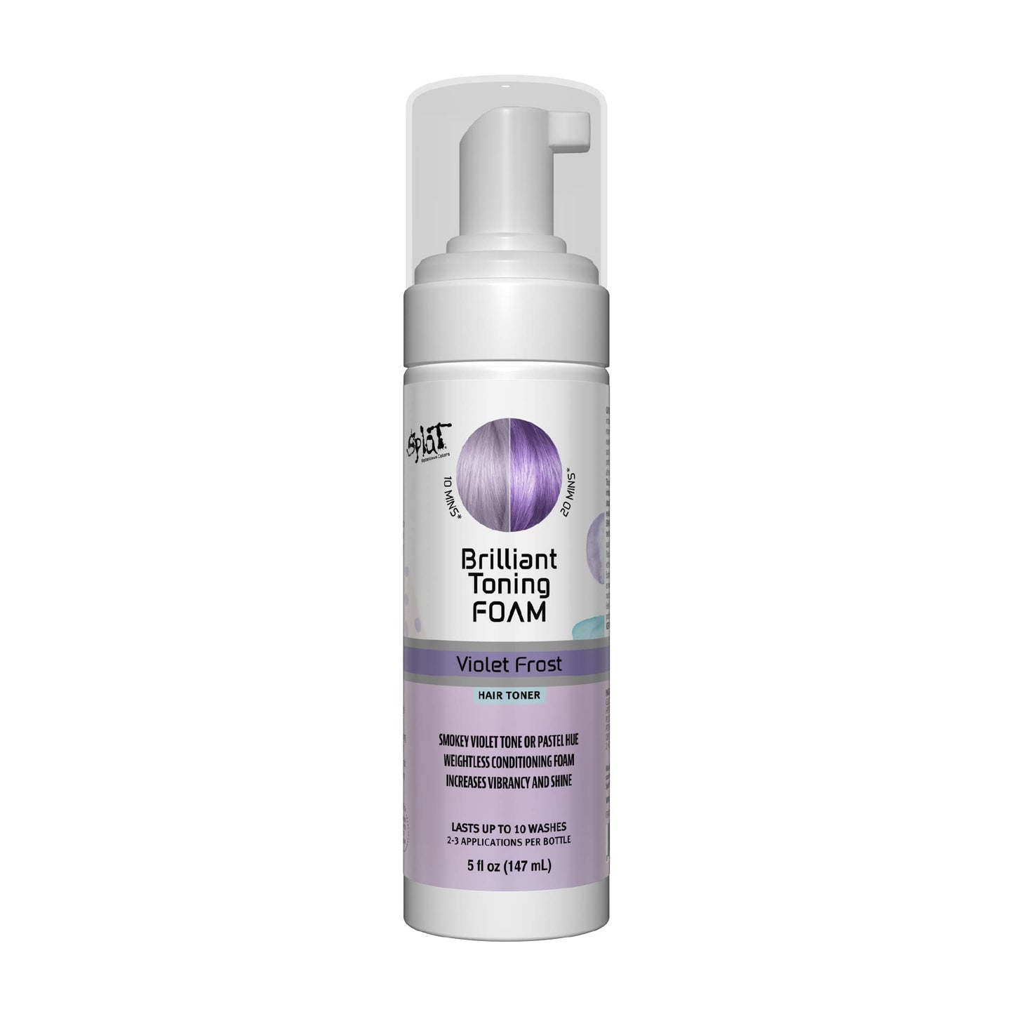 Splat Brilliant Toning Foam, Violet Frost, 5 oz., Hair Toner Lasts Up to 10 Washes, Weightless Conditioning Foam Increases Vibrancy and Shine, Vegan