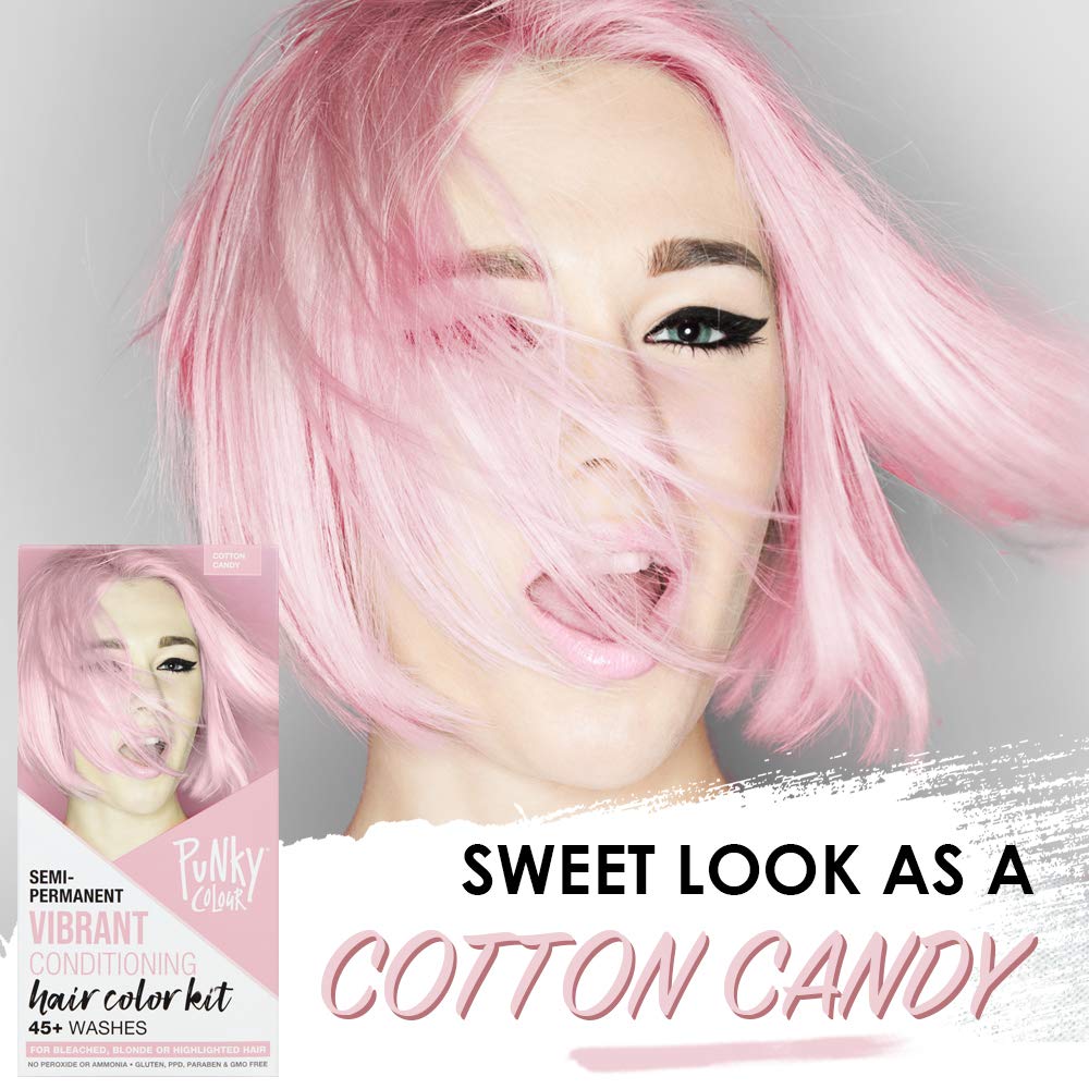 Punky Colour Box Kit Cotton Candy Semi Permanent Hair Color - Vegan, Cruelty-Free Conditioning Hair Dye, Lasts Up to 35 Washes Beauty & Personal Care Punky