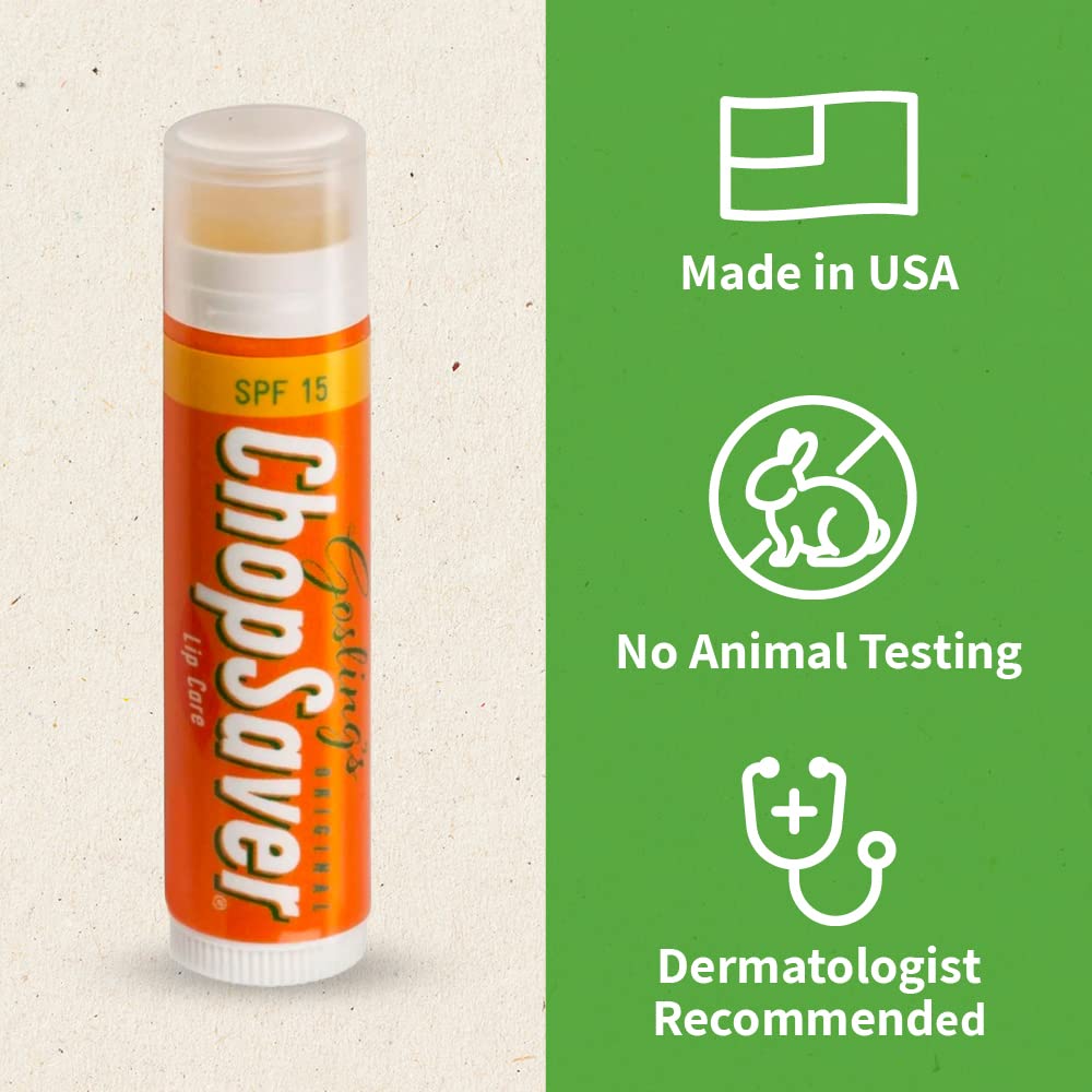 Goslings Original ChopSaver SPF 15 Lip Care, All Natural Lip Balm with SPF, Chapstick for Musicians and More, Effective Relief for Dry, Cracked Lips