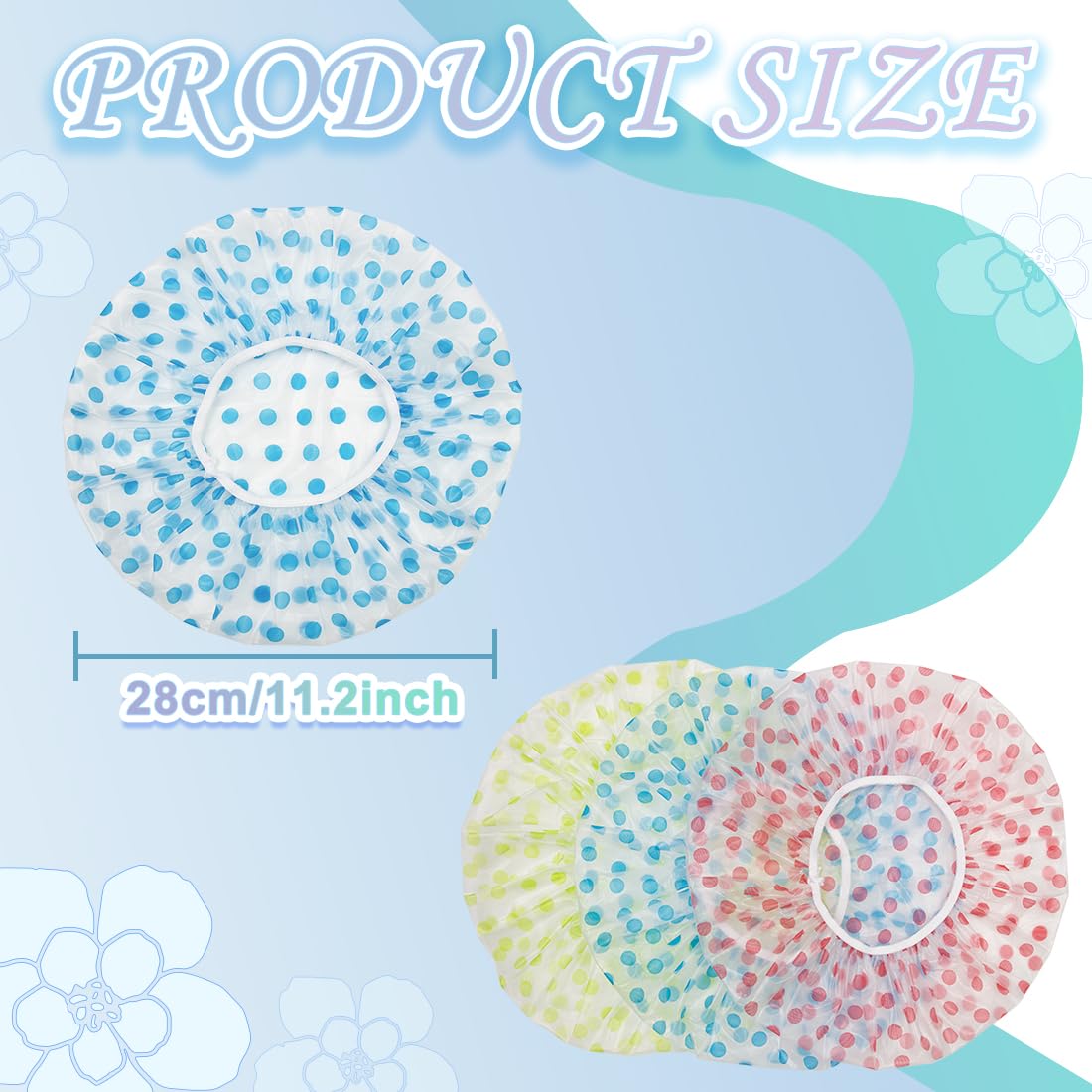 18Pcs Plastic Shower Caps for Women Reusable Waterproof Bath Caps Bathing Hair Cap Shower Caps for Shower,Spa,Salon,Housework,Girls,Home,Travel