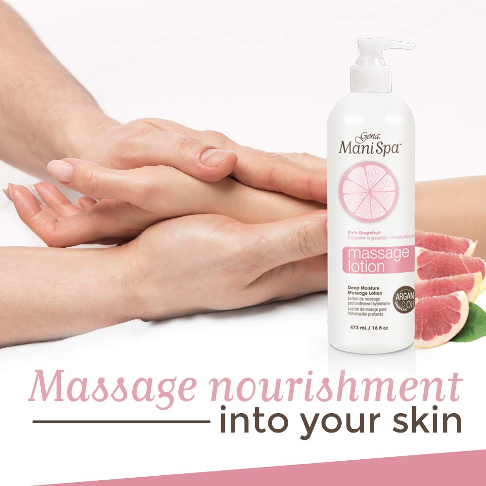 Gena Mani Spa Massage Lotion - Deep Moisturizing Body Lotion for Massages Therapy with Argan Oil, Massage Cream for Hands, Feet & Body, 16 fl oz