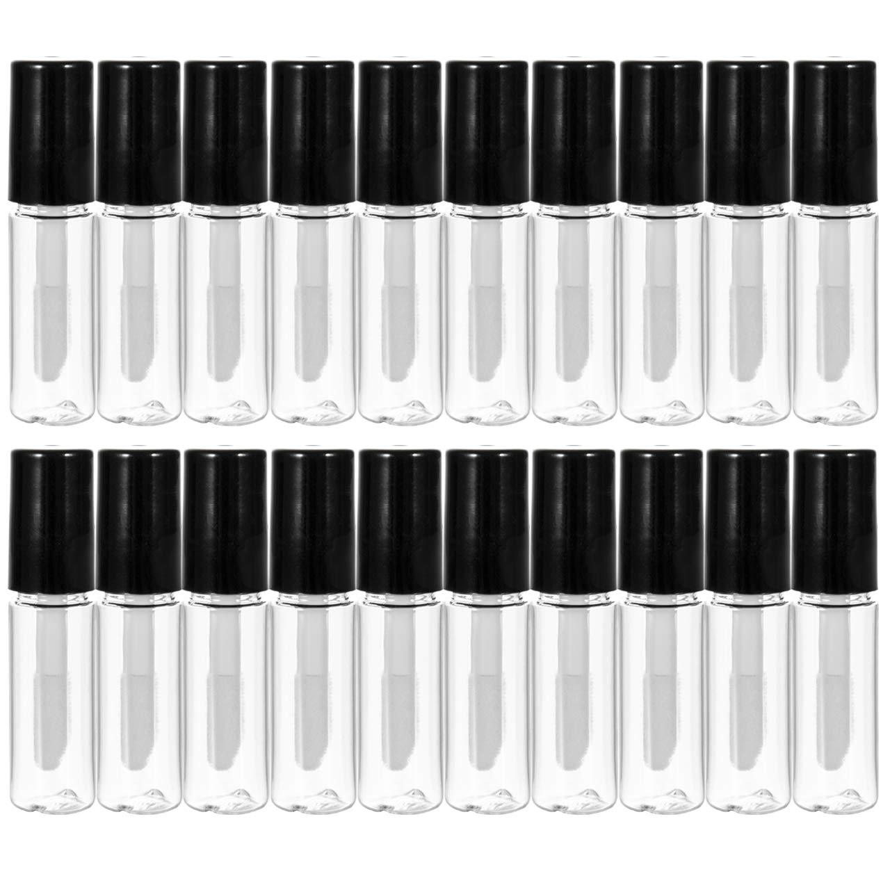 Beautyflier 20 Pack 1.5 ml Empty Lip Gloss Tubes Containers Clear Mini Refillable Lip Balm Bottles with Rubber Inserts for Lipstick Samples Travel DIY