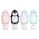 AUTENS Leakproof Silicone Travel Bottles Accessories Set,3oz (90ml) 4 Pack Refillable Cute Penguin Travel Containers for Shampoo,Lotion Sunscreen ect.