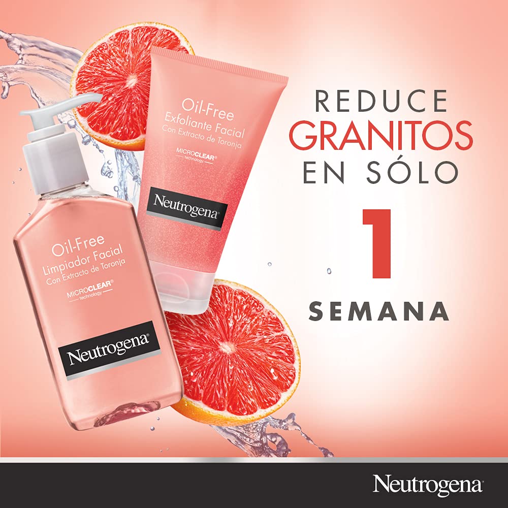 Neutrogena Oil Free Pink Grapefruit Acne Face Wash with Vitamin C, Salicylic Acid Acne Treatment Medicine, Gentle Foaming Vitamin C Facial Scrub
