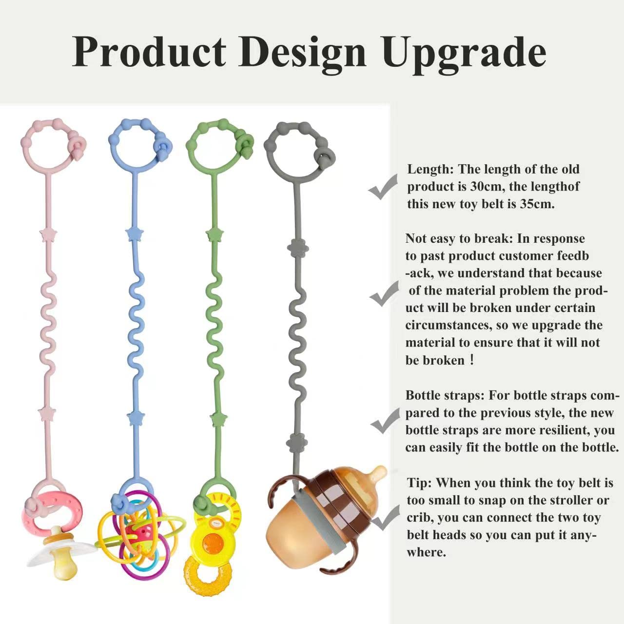RTMOK Silicone Baby Toy Straps & Pacifier Clips for Car Seat, Stroller, High Chair, Crib, Teether & Rocking Chair Accessories