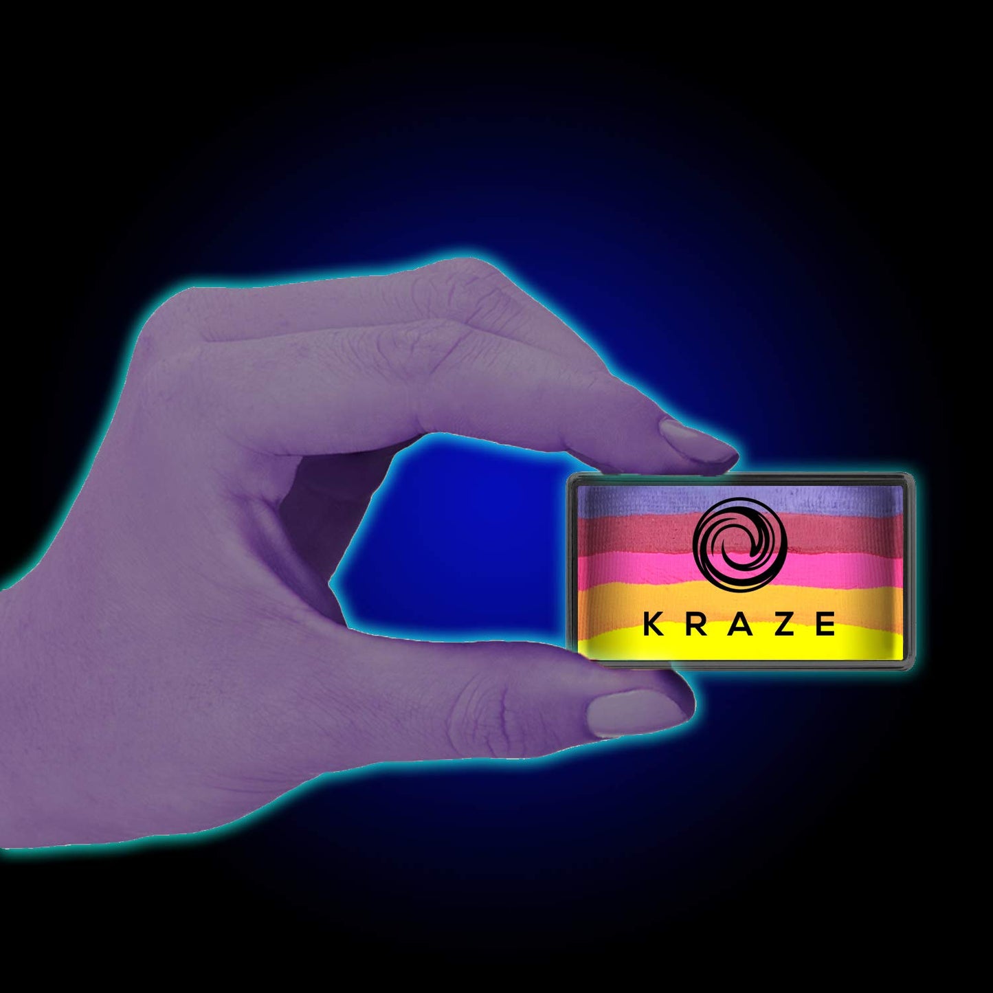 Kraze FX Dome Stroke - Royal Sunset (25 gm), Water Activated, Professional UV Glow Blacklight Reactive Face and Body Painting Rainbow Cakes