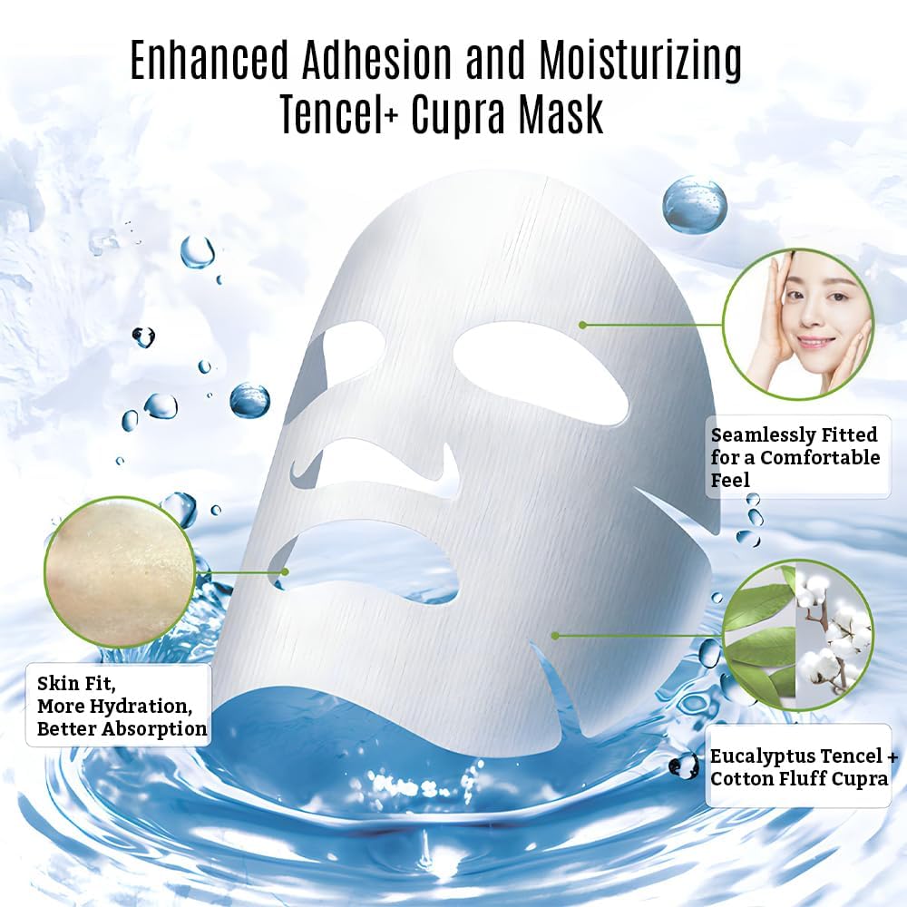 Leaders Mediu Amino Moisture Hydrating Facial Sheet Mask | Natural Mineral Water, Hyaluronic Acid, Ceramide | Anti-Aging, Soothes Dry Skin, Enhances