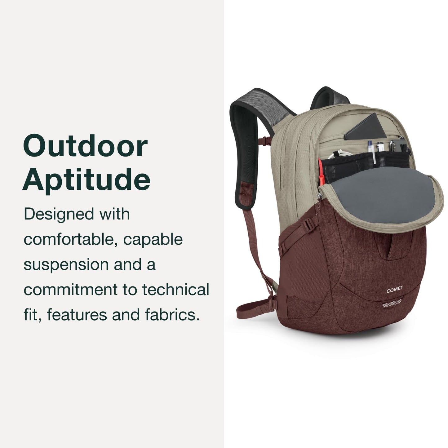 Osprey Comet Laptop Backpack, Alpaca Tan/Latte Brown Heather