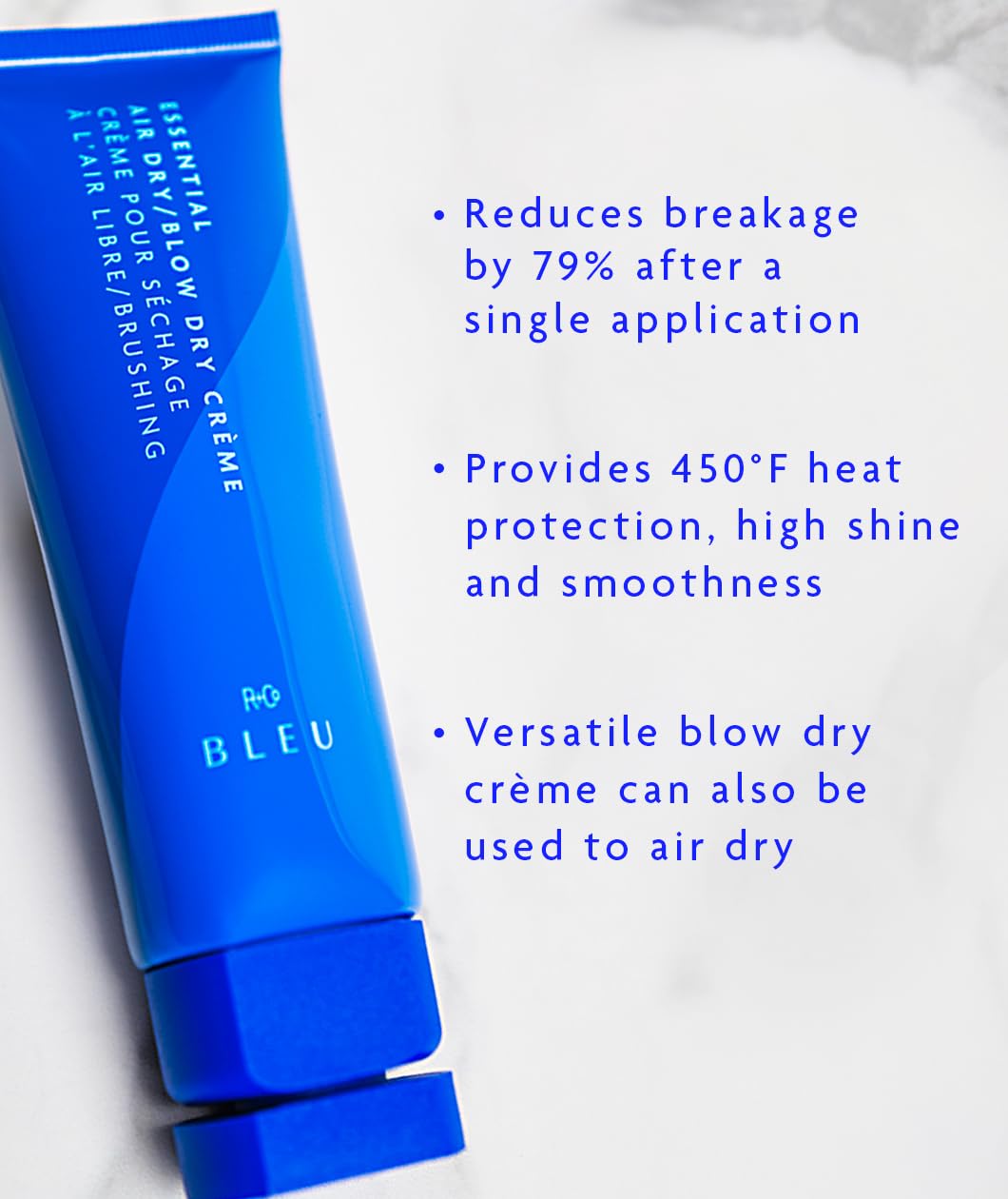 R+Co BLEU Essential Air Dry Blow Dry Crème - Lightweight Heat Protectant Styling Cream for Frizz Control, Hydration & Shine - Smooths & Detangles
