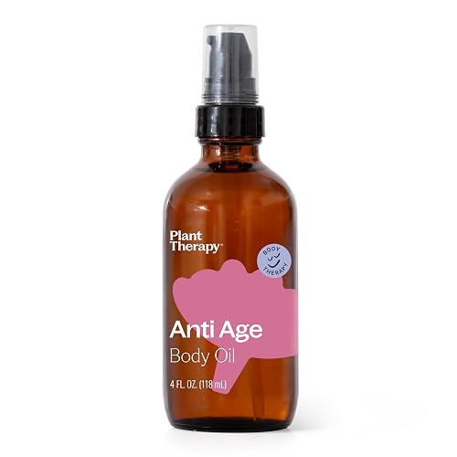 Plant Therapy Anti Age Body Oil 4 oz Locks in Moisture for Supple, Radiant Looking Skin, Helps Reduce the Appearance of Fine Lines, Made