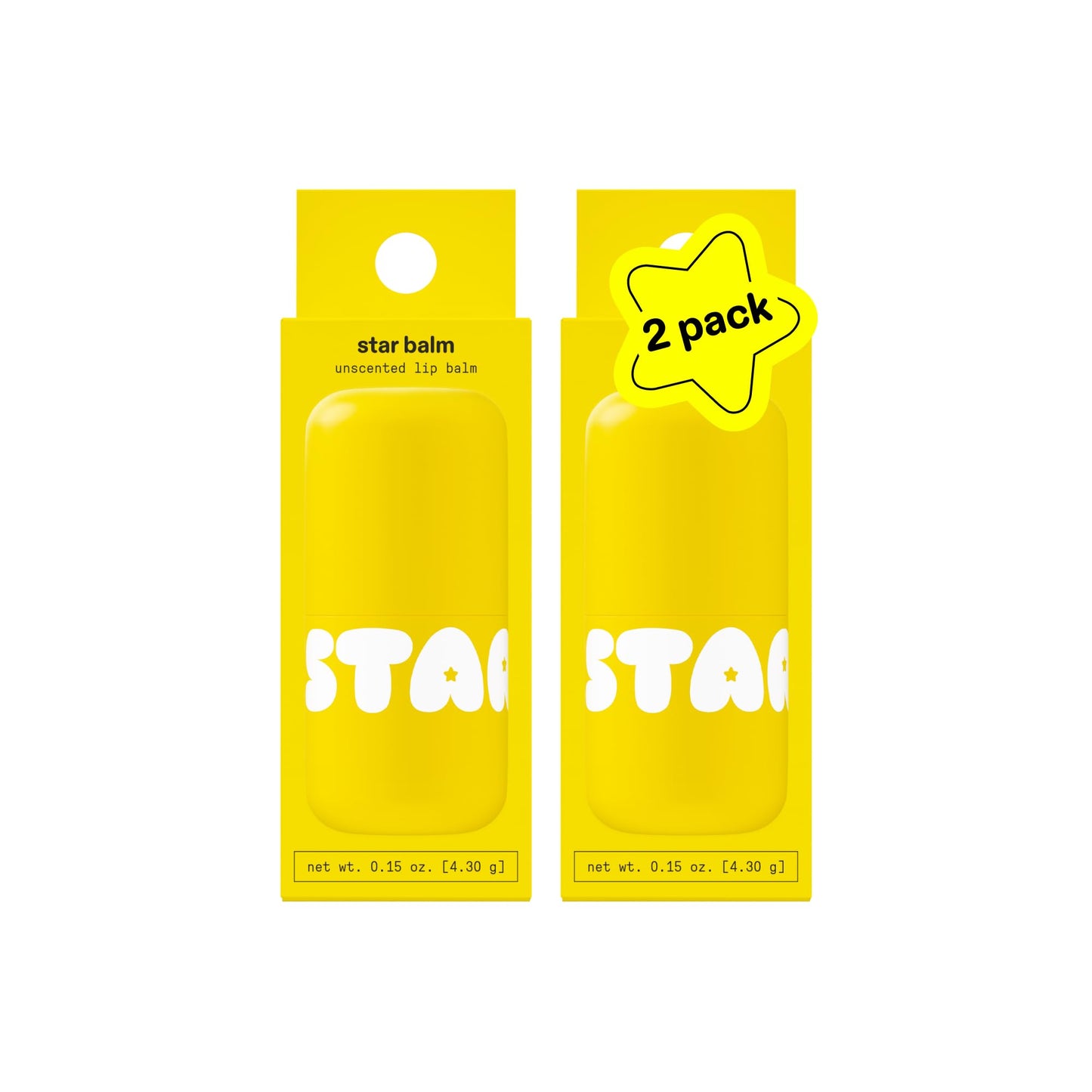 Starface Star Balm™ Unscented, Hydrating Lip Moisturizer with Shea Butter, Cocoa Butter, and Coconut Oil, Fragrance Free, 2-Pack Beauty and Personal Care Starface World