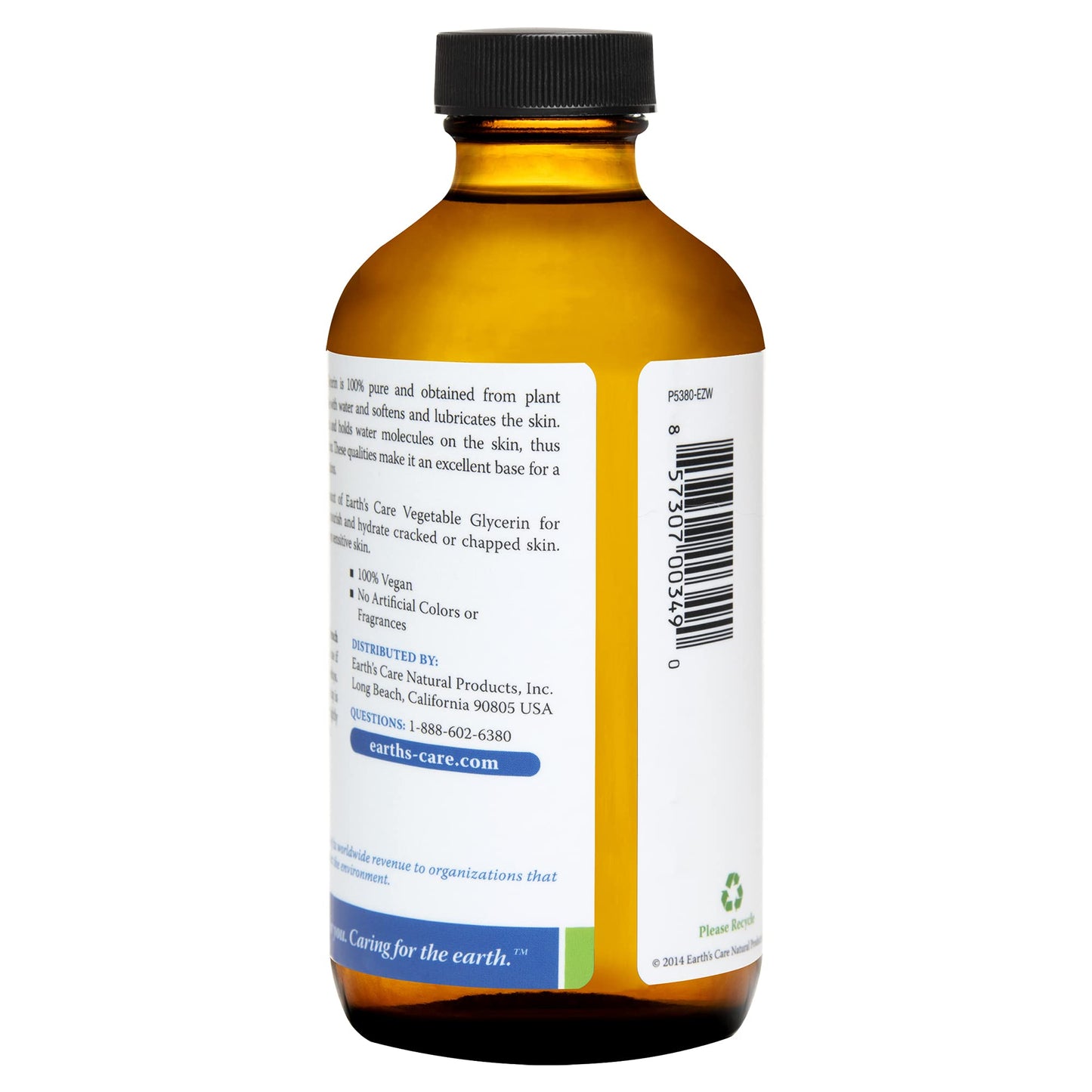 Earth's Care Vegetable Glycerin, 100% Pure Liquid Glycerine for Hair, Skin and DIY Projects 8 FL. OZ.