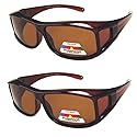 Pink Ribbon Shades 2 Pair Polarized Fit Over Wear Over Reading Glasses Sunglasses -PC70077POL-Italian Brown/Brown