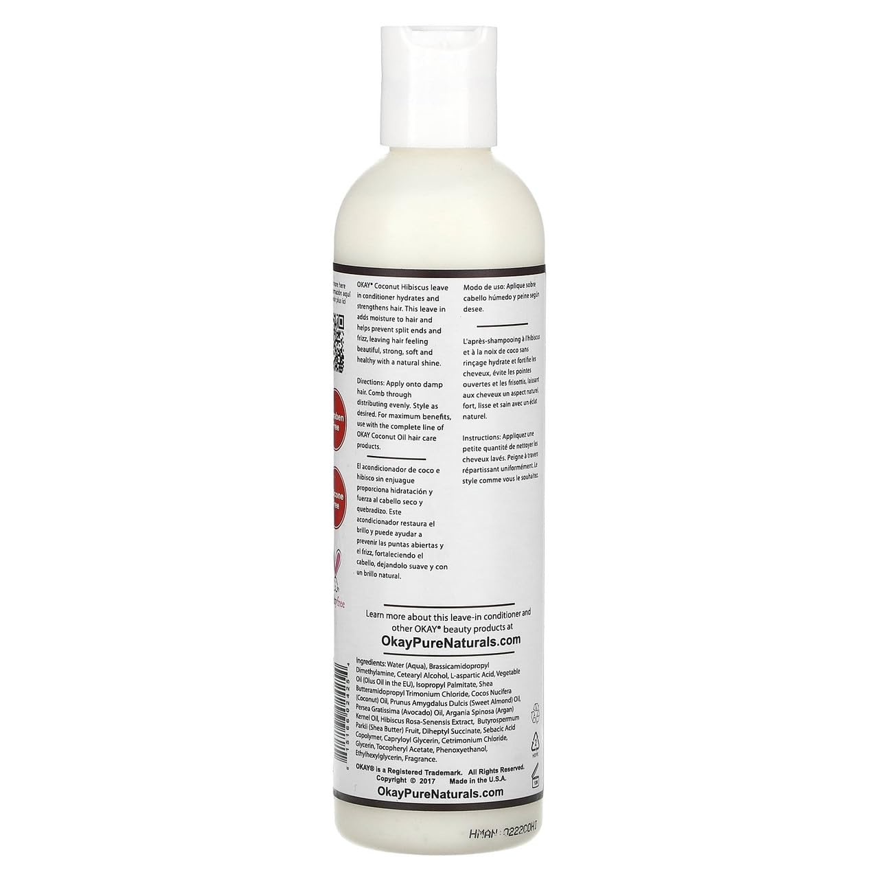OKAY | Coconut Hibiscus Leave-In Conditioner | For All Hair Types & Textures | Restore - Hydrate - Strengthen | With Almond, Argan & Avocado Oil |