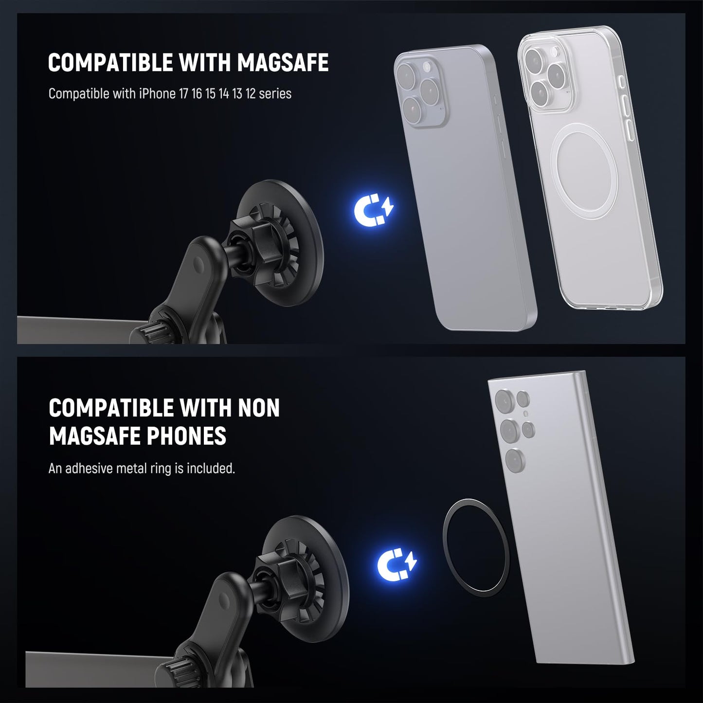 NEEWER Entry Level Version Magnetic Phone Holder Mount for Your Car Compatible with Tesla Model 3 / Y Accessories, Compatible with MagSafe iPhone…