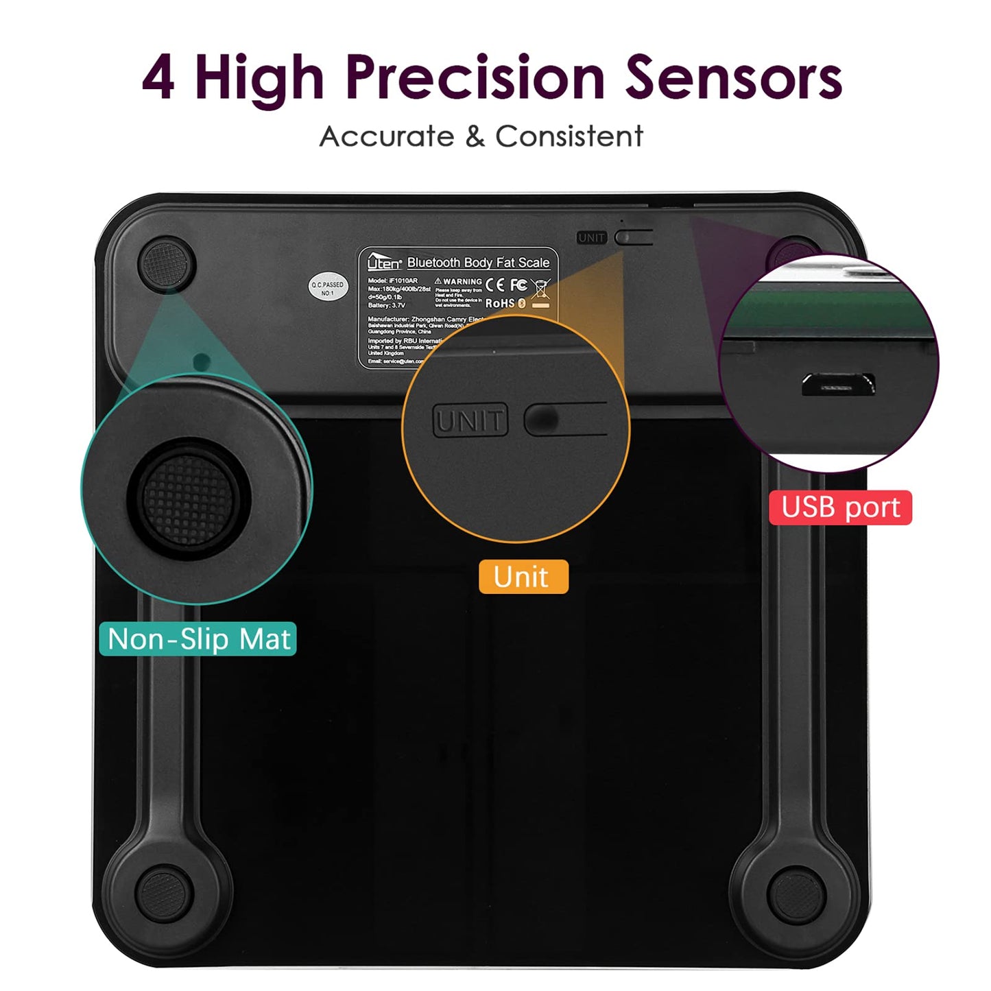 Uten Smart Scale for Body Weight, Digital Bathroom Weighing Wireless Scales with Body Fat and Water Weight for People, Bluetooth BMI Electronic Body…