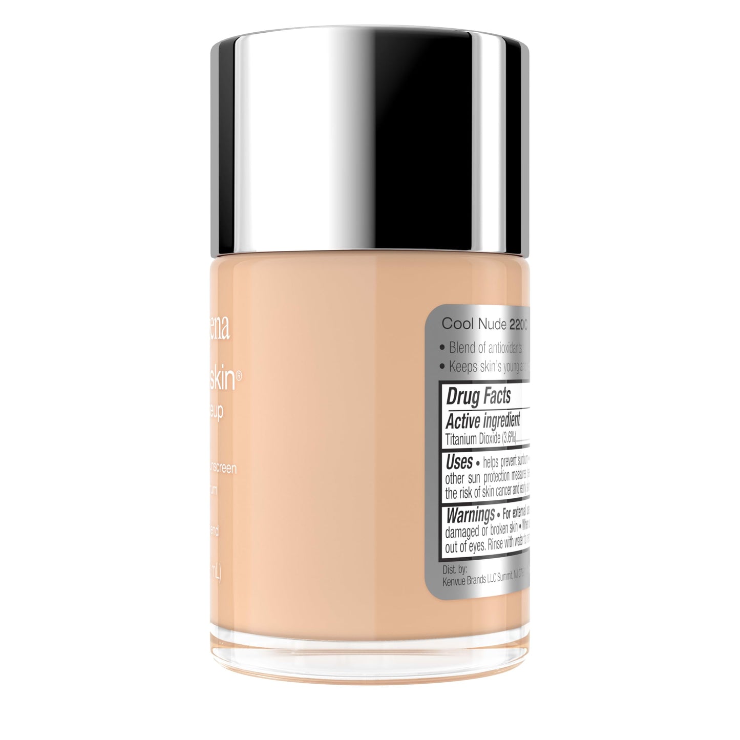 Neutrogena Healthy Skin Liquid Foundation Makeup Broad Spectrum SPF 20 Sunscreen, Medium Coverage, Vit B5, Antioxidants, All Day Wear, Cool Nude 220C