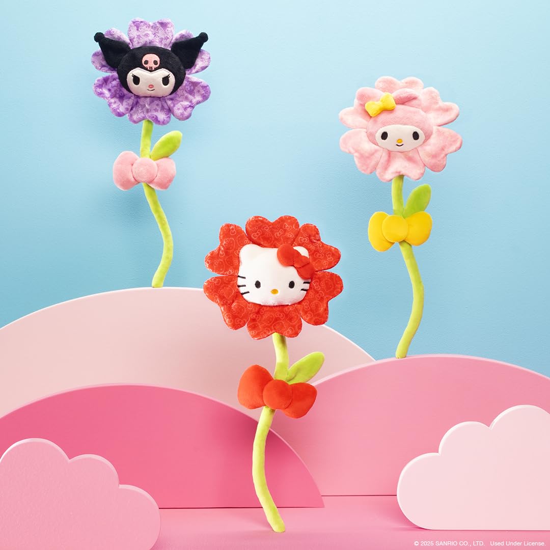 Jazwares Hello Kitty and Friends 14-inch Hello Kitty Red Plush Special Occasion Flower with Bendable Stem - Giftable Packaging - Officially Licensed…