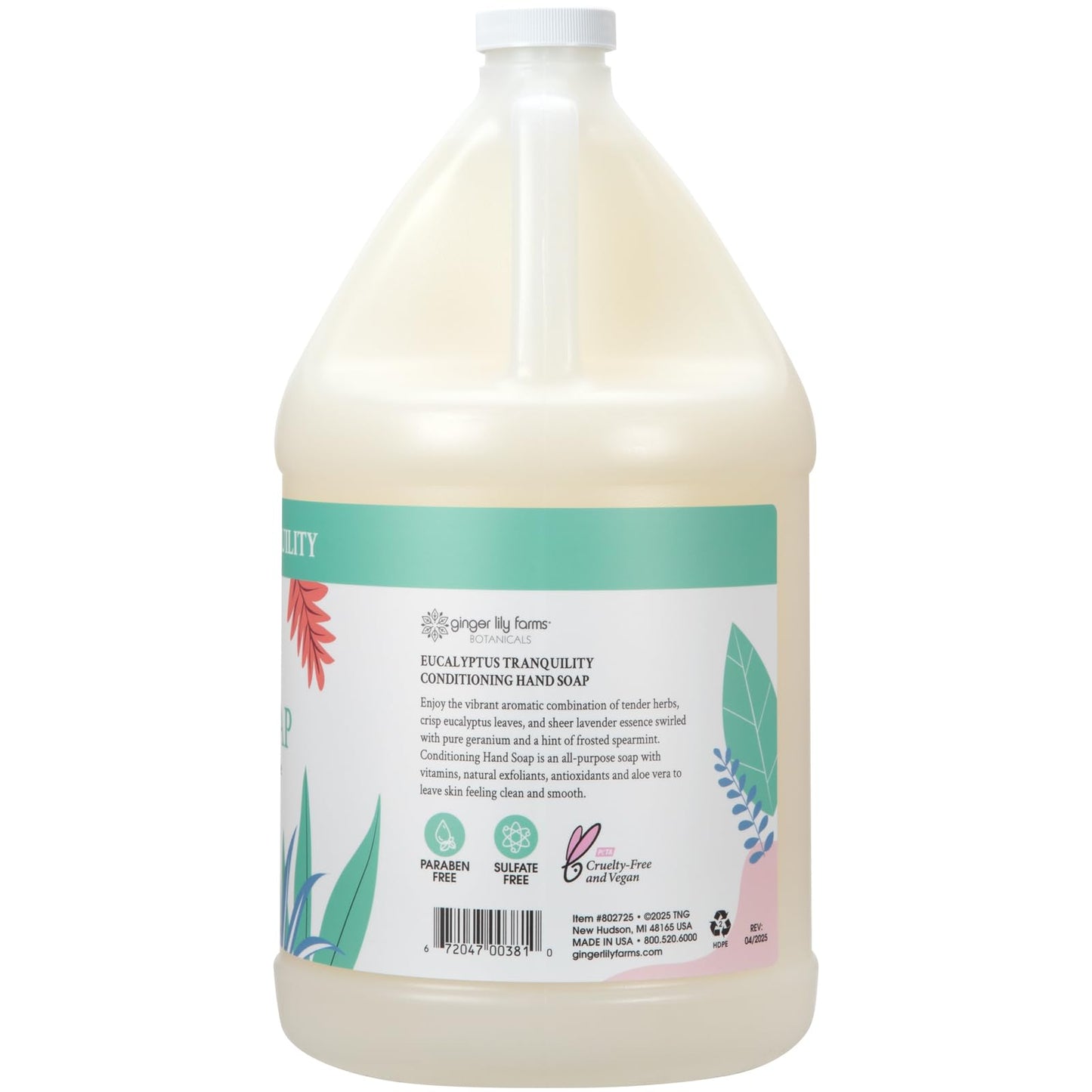 Ginger Lily Farms Botanicals Conditioning Liquid Hand Soap Refill, Eucalyptus Tranquility, 100% Vegan & Cruelty-Free, 1 Gallon (128 fl oz) Beauty & Personal Care Ginger Lily Farms
