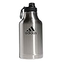adidas Water Bottle-Metal Insulated Leak-Proof Durable Sport Hydration, Stainless Steel/Black, 62 Ounces