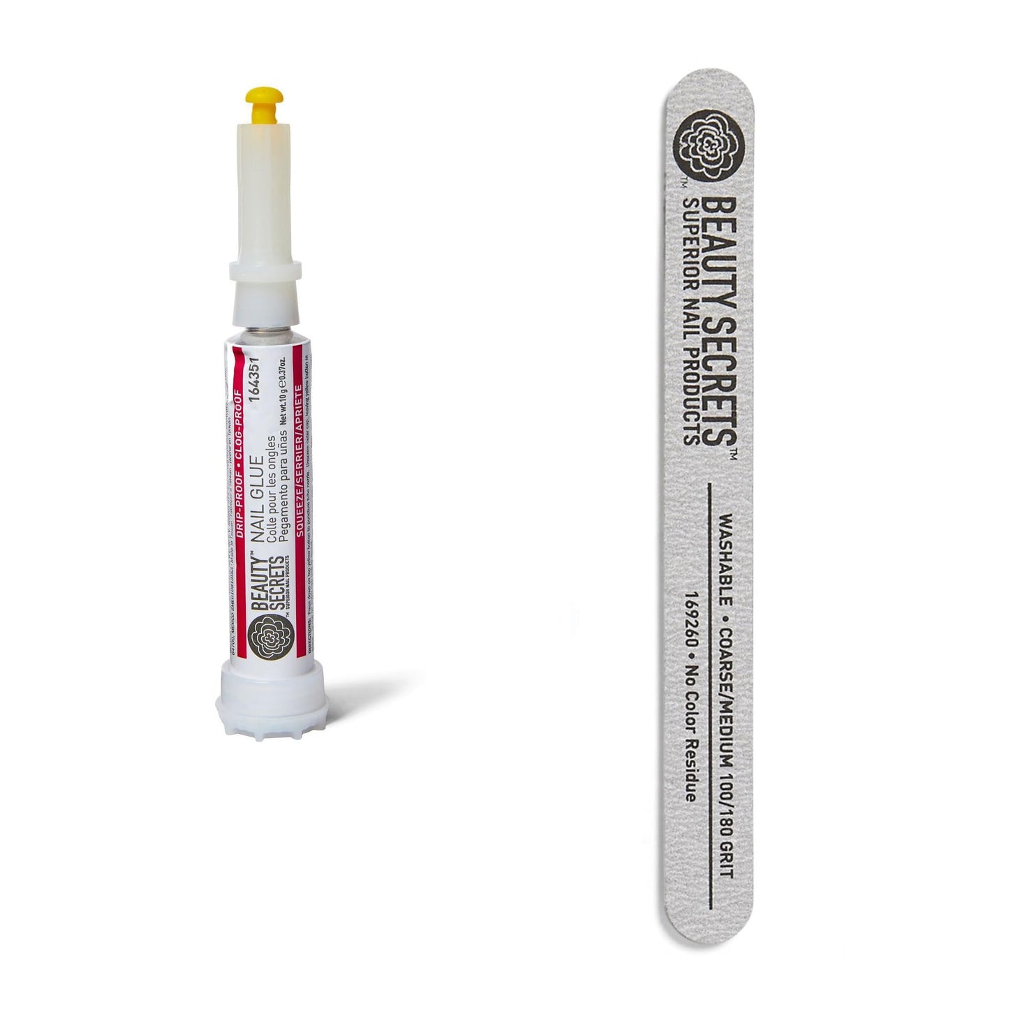 Beauty Secrets Drip & Clog Proof Nail Glue (1 Pack) Bundled with Zebra Cushion Nail File Medium Coarse 180/100 Grit by Beauty Secrets Beauty and Personal Care BEAUTY SECRETS