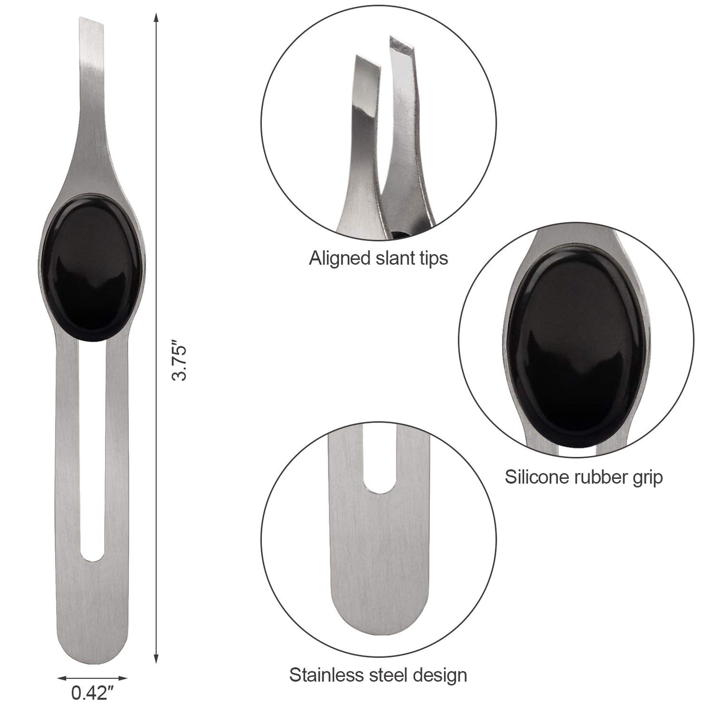 ANCIRS 4 Pack Tip Tweezers for Eyebrow, Non-Slip Grip Tip Tweezers, Professional Stainless Steel Precision Pointed Blackhead Splinter Removal Tool
