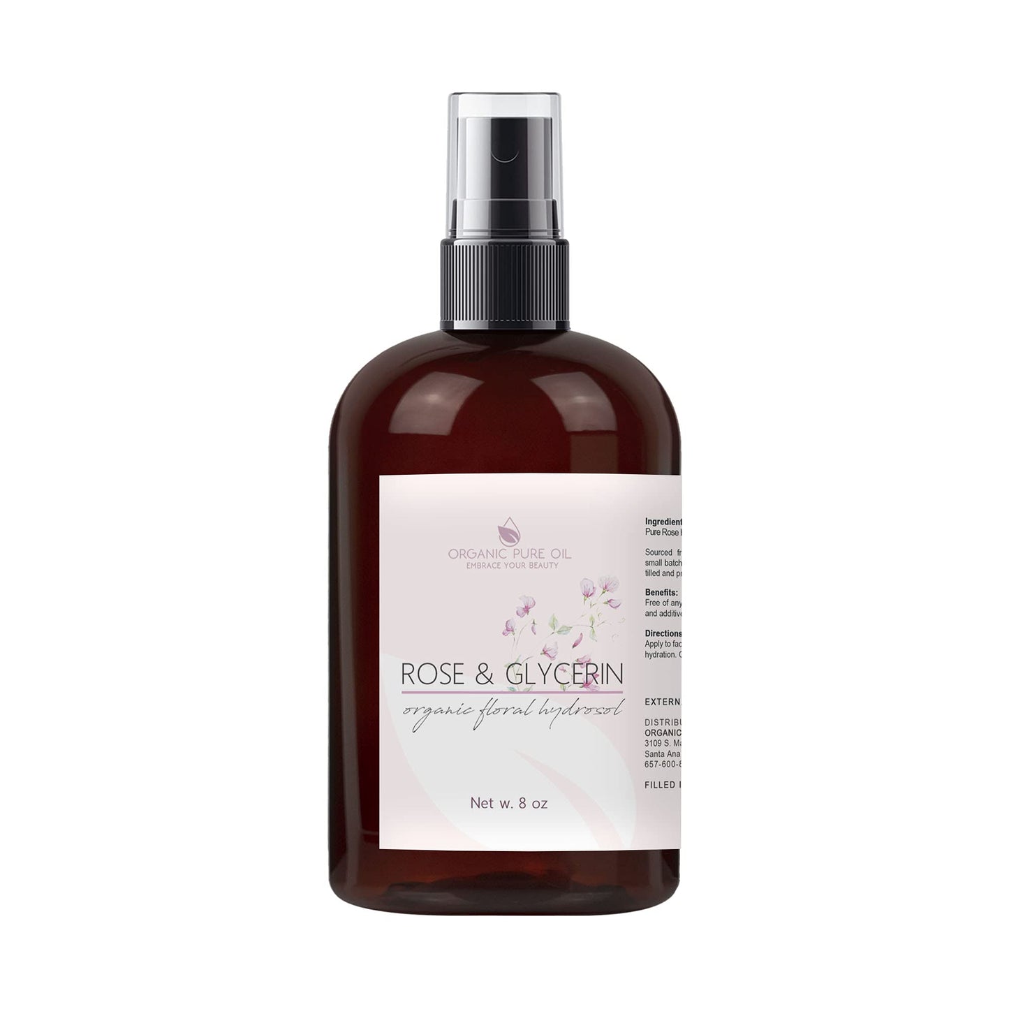 Rosewater Glycerin Mist Toner Bulk Spray Facial Body Floral Cleanser Pure Rose Hydrosol and Vegetable Glycerine Moisturizing Cleansing Toning Mix