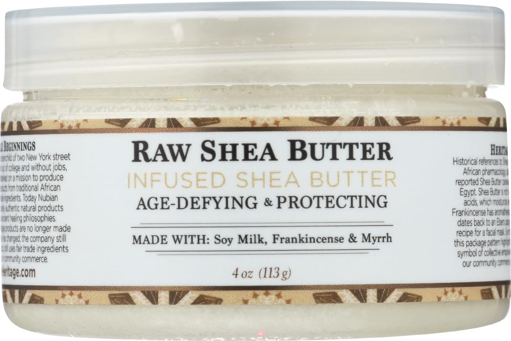 Nubian Heritage Raw Shea Butter Infused With Frankincense and Myrrh 4 Ounce (