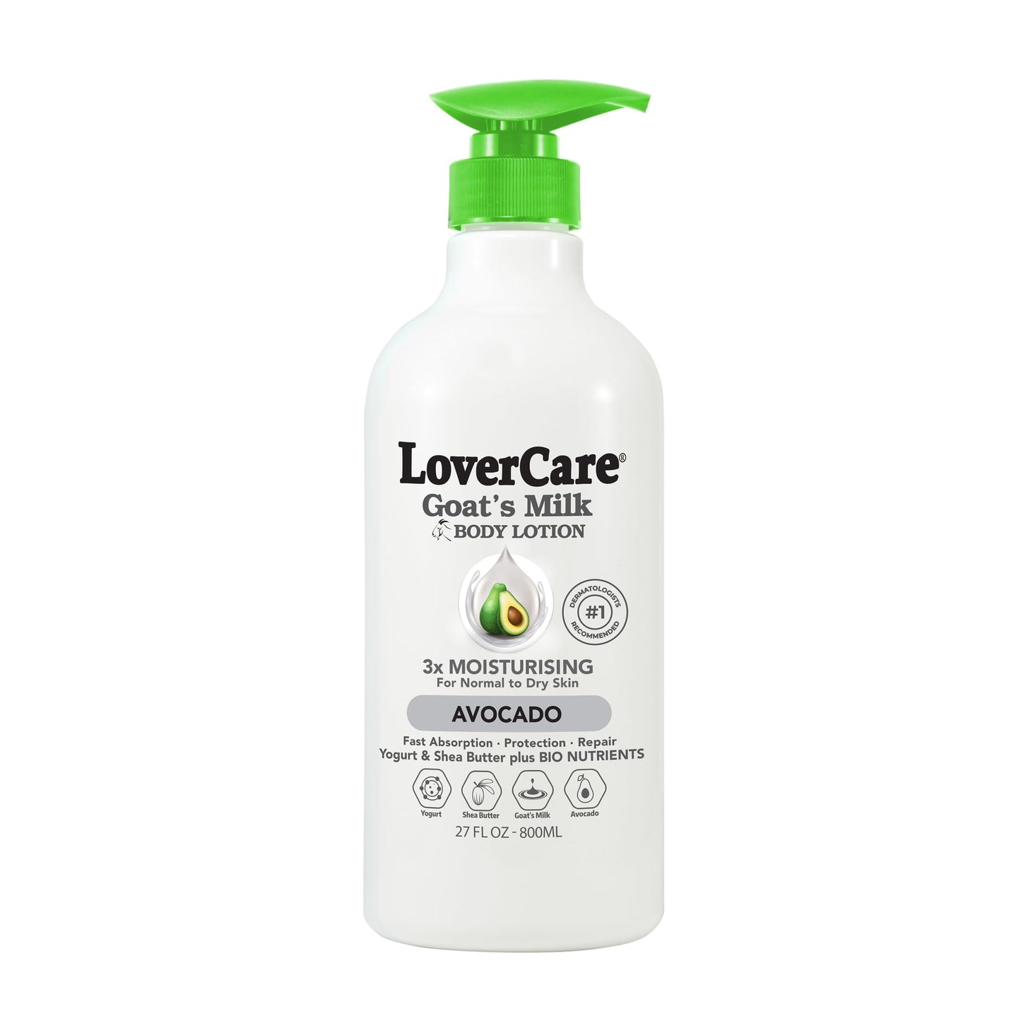 Lovercare Goat Milk Body Lotion for Dry Skin with Avocado 27 fl oz (800ml)