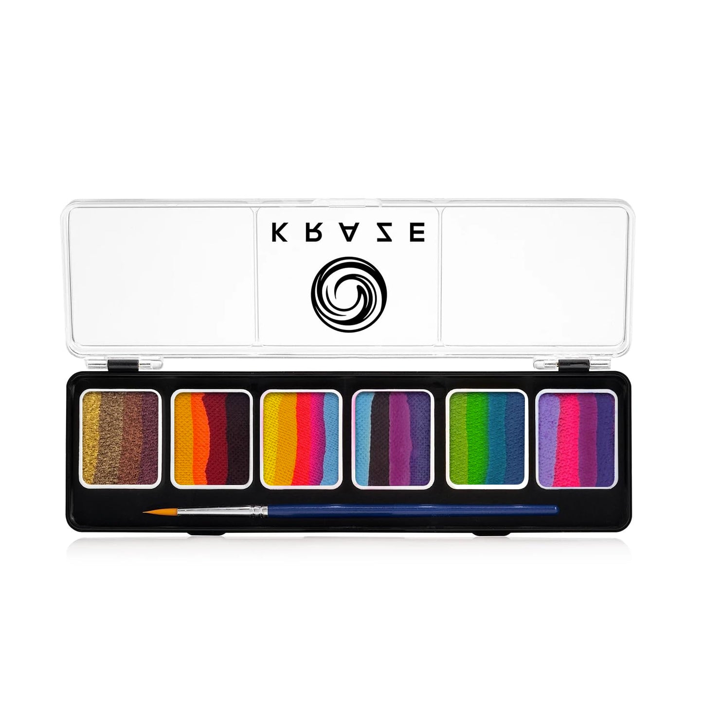 Kraze FX Enchanted Oasis Split Cake Palette - 6x6 gm by Tamina Muhammed Professional 1-Stroke Split Cake with 1 brush Hypoallergenic Non-Toxic Water