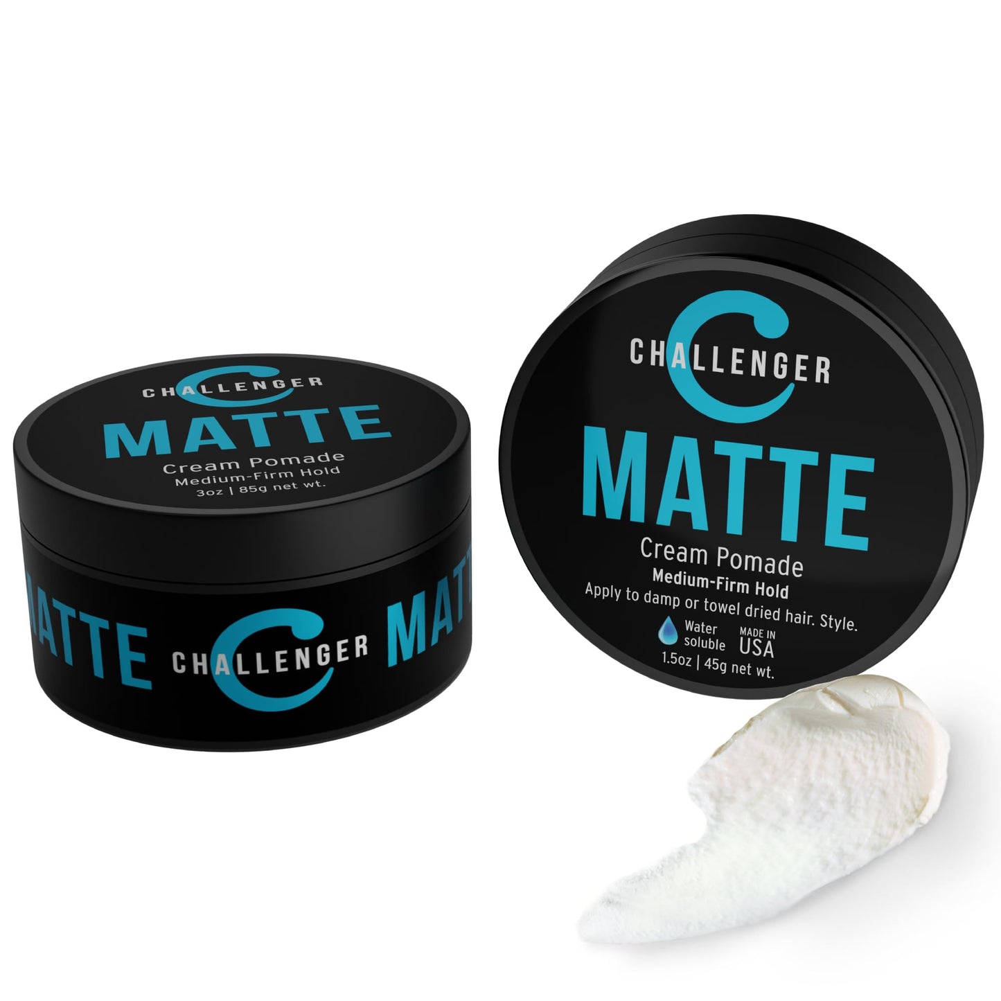 Challenger Matte Cream Pomade Combo | Natural, Shine Free Styling Product | Medium Firm All-Day Hold | Travel Friendly Water Based Hair Gel | For All